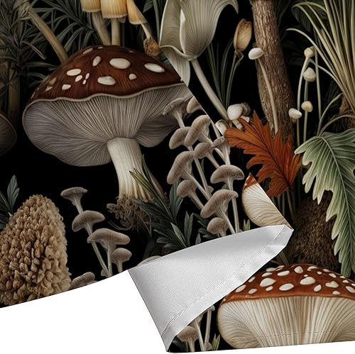Miniatura 6 de Cortina de ducha rústica bohemia con hongos, cortina de baño estética retro con plantas florales negras, juego de cortina de ducha con ganchos de 72