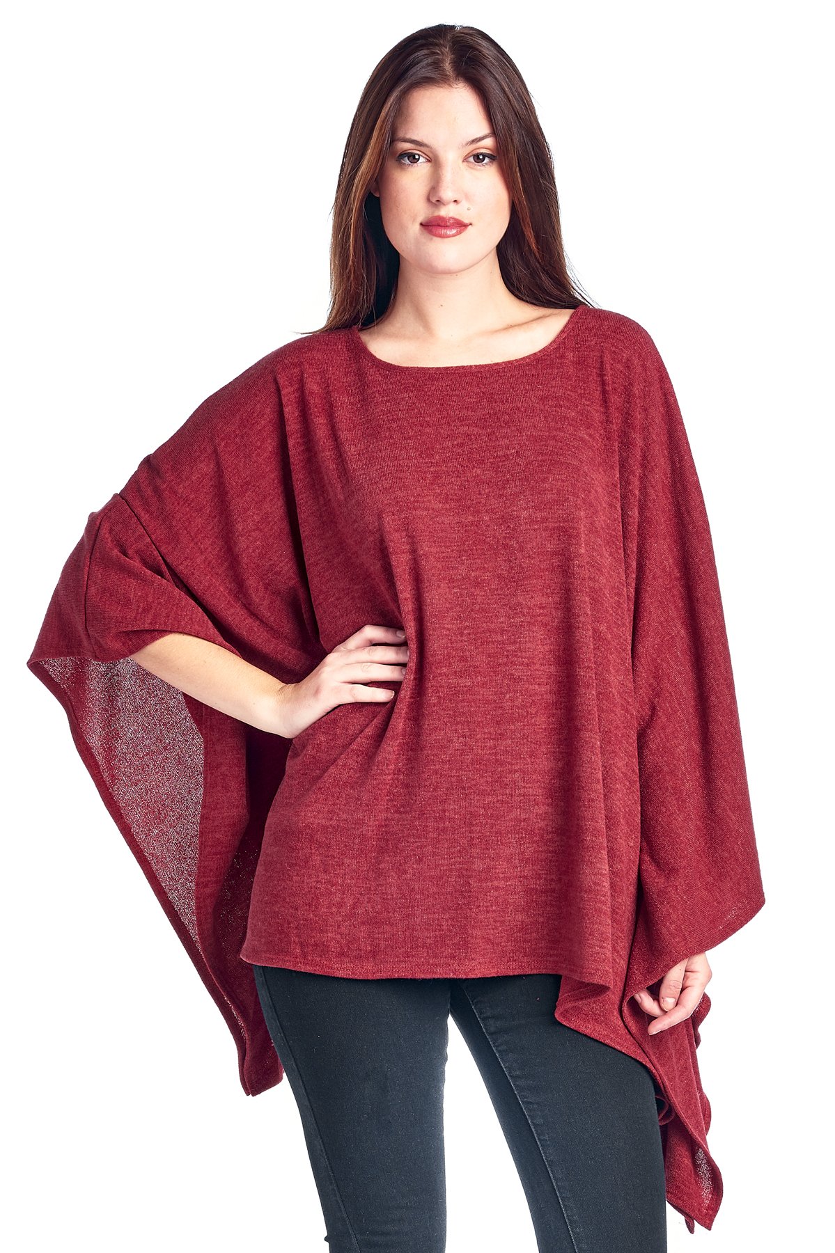 Modern KiwiSolid Knit Sweater Caftan Poncho Tunic