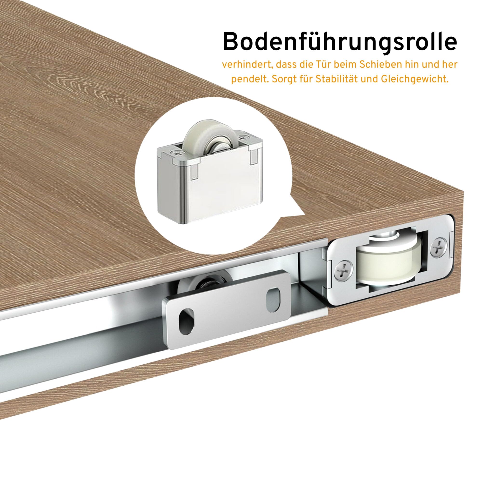 Inova Holzschiebetür Eiche Komplettset 103 x 210 cm mit unsichtbarem Beschlag & Softclose – Schiebetür für Innenräume, Wandmontage, inkl. Türblatt, Griffen, Bodenführung & Montagematerial
