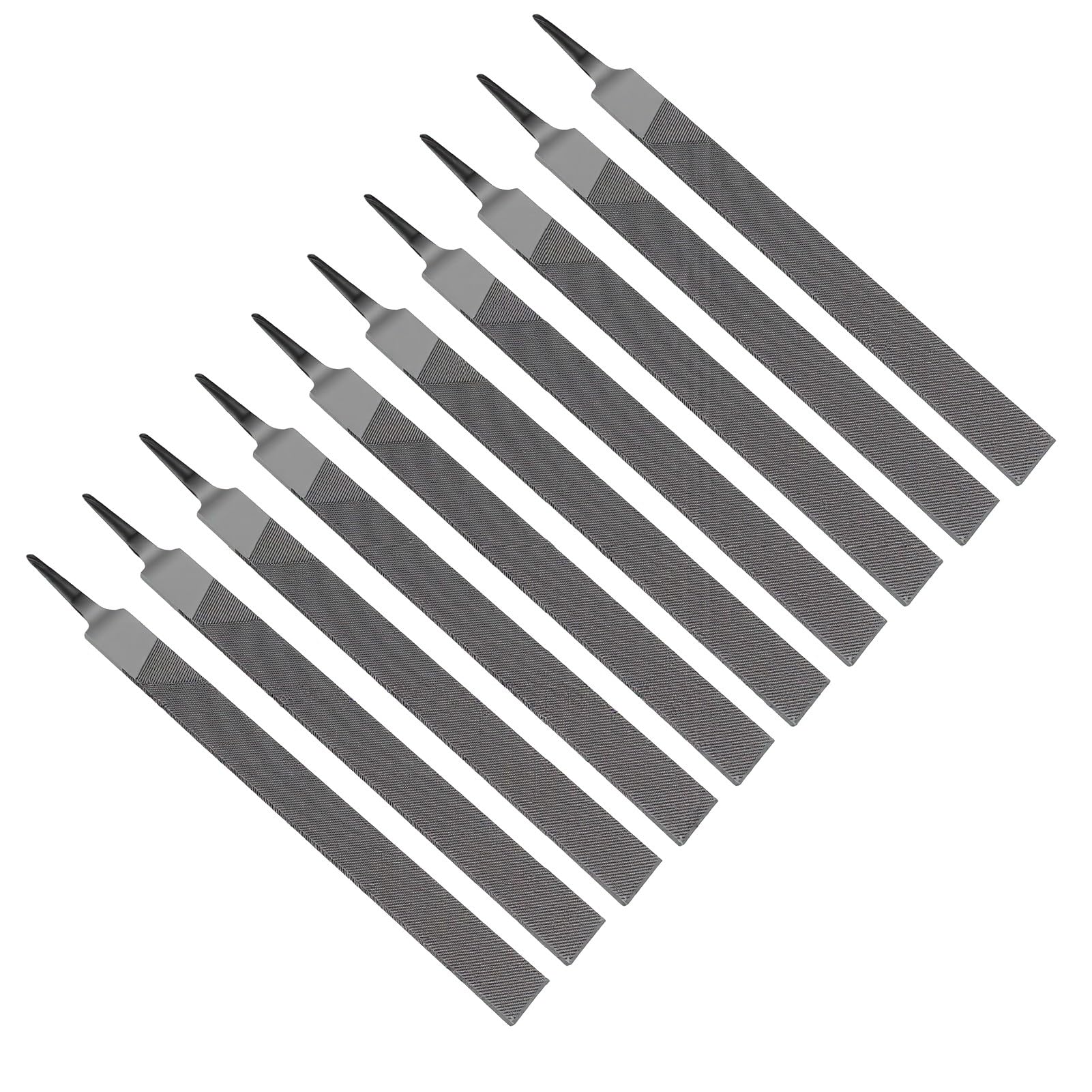 Flachfeile aus Hartstahl, 250 Mm Doppelschnitt-Handraspelfeile für Metall, Holz, Kunststoff (Grob 10PCS)