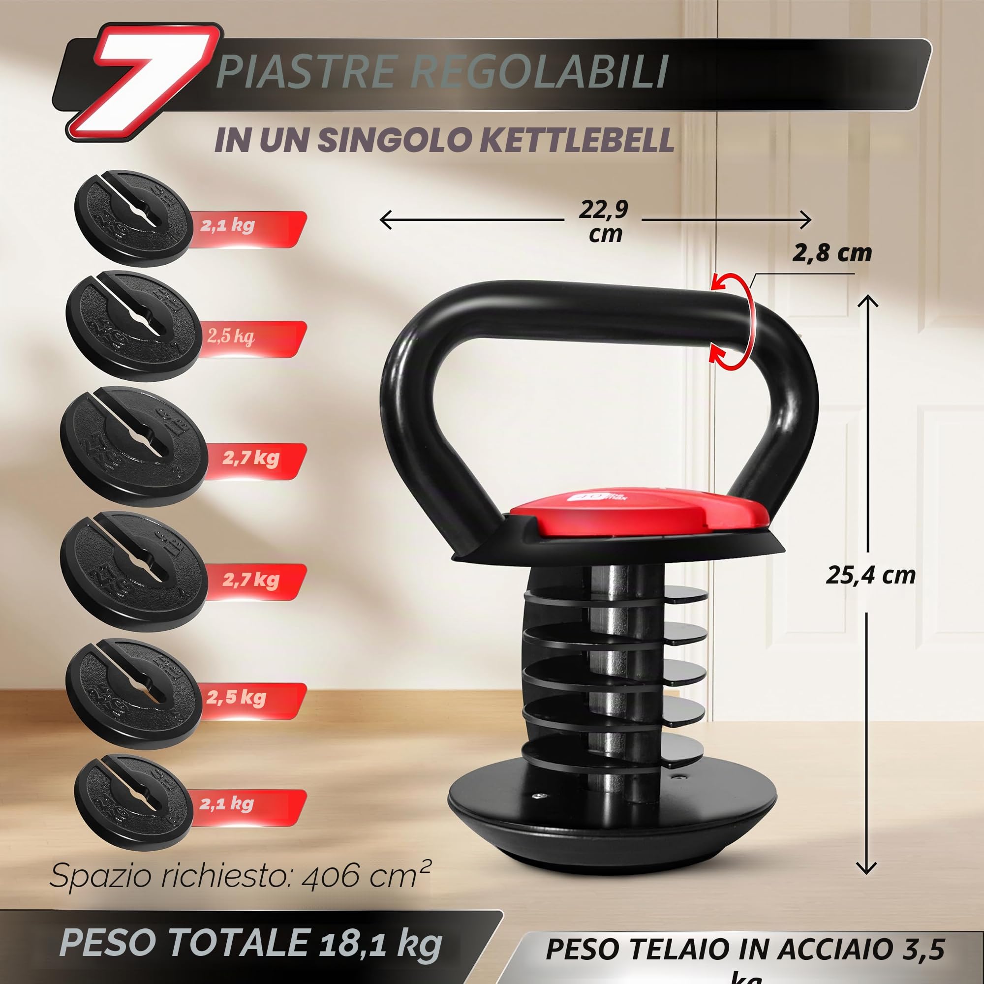 Yes4All - Kettlebell sagomati regolabili e rivestiti in neoprene per allenamento della forza, pesi da 2,3 a 22,7 kg, idea regalo per uomo
