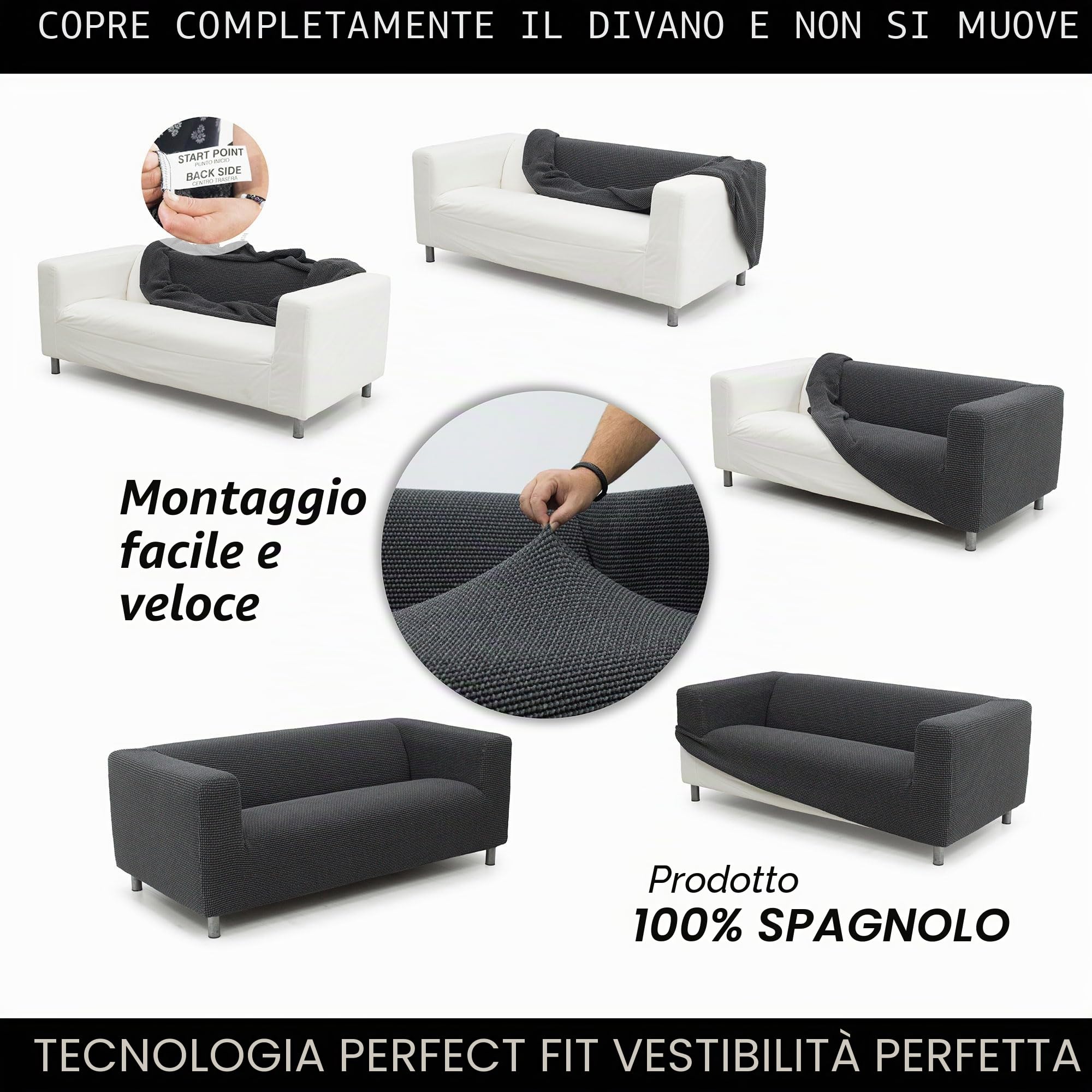 FAVERTI Copridivano compatibile con il divano KLIPPAN 2 posti di Ikea | Modello NOVELE | Tappeto | Protezione di qualità in tessuto jacquard al tatto di cotone