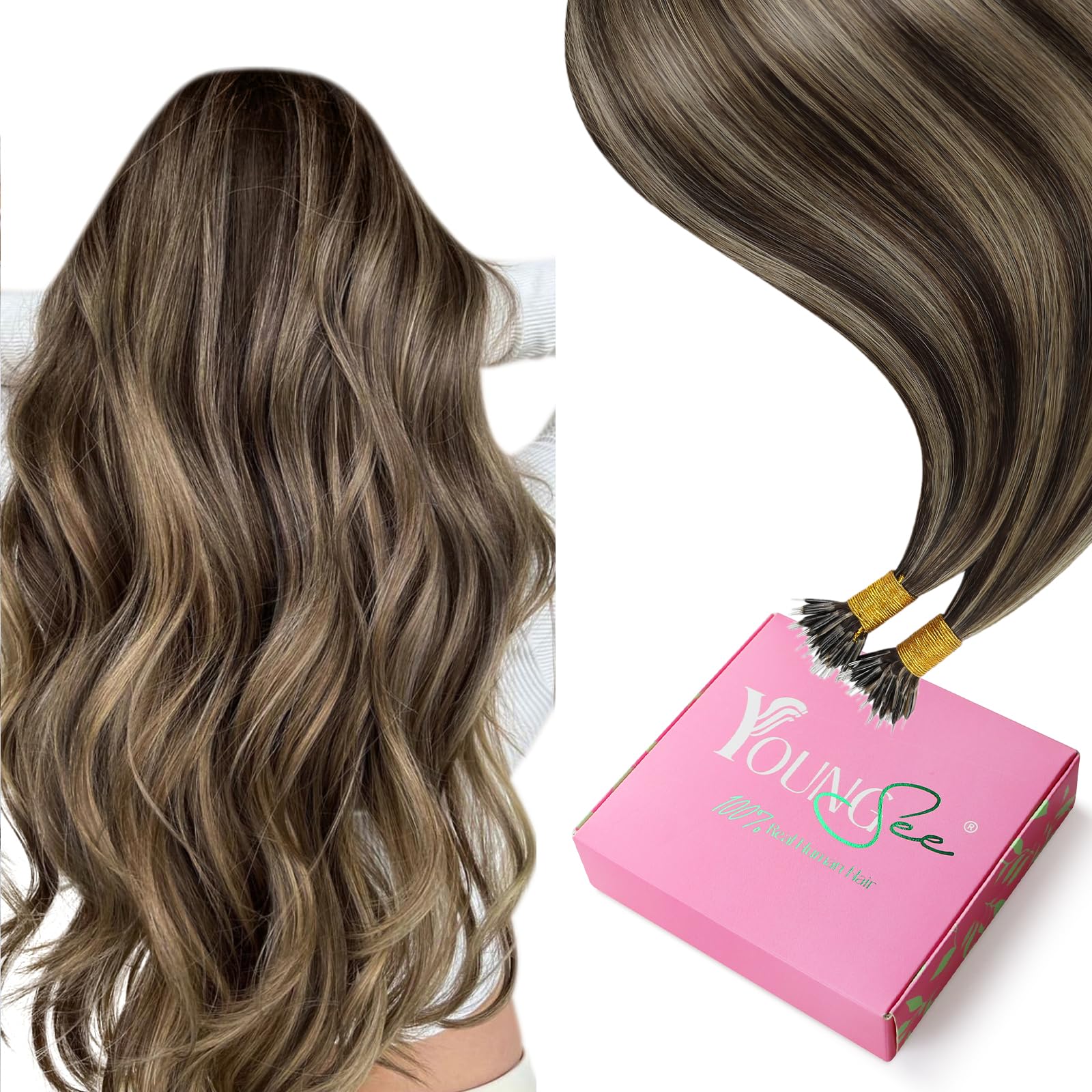 YoungSee Extensions Echthaar Remy Hair Extension Invisible Haarverlangerung