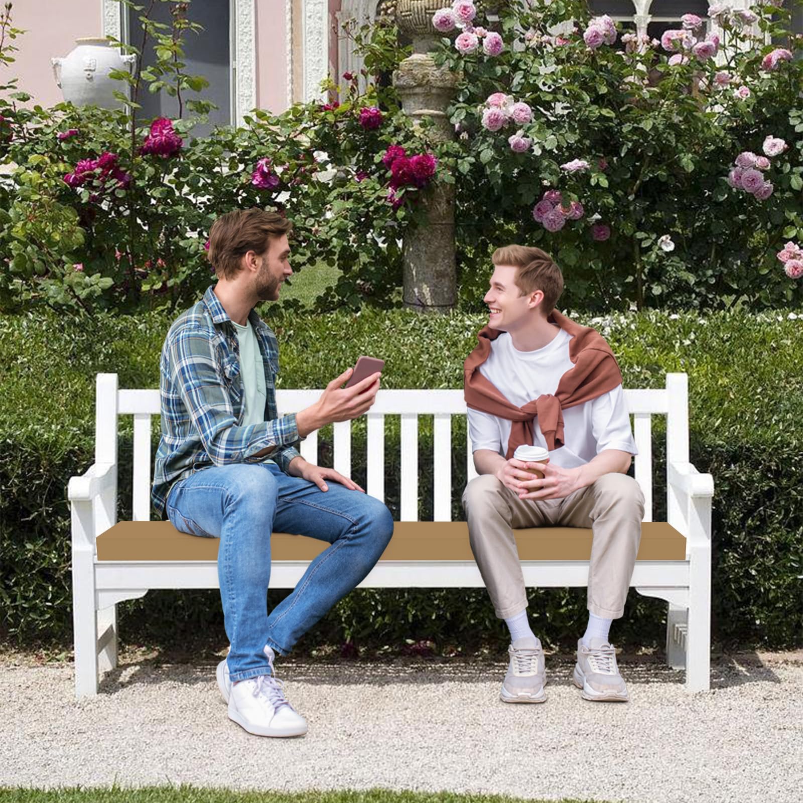 Panca impermeabile per esterni, 106,7 x 45,7 x 7,6 cm, materasso in schiuma spessa, per patio, patio, protezione solare, per chaise longue e panca da giardino