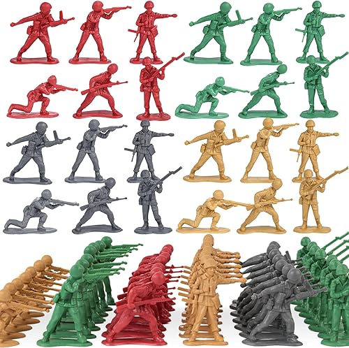 Miniatura 1 de LovesTown 120 figuras de acción del ejército para hombres, figuras de soldado de juguete de plástico, verde, rojo, amarillo, plata, ejército, juego