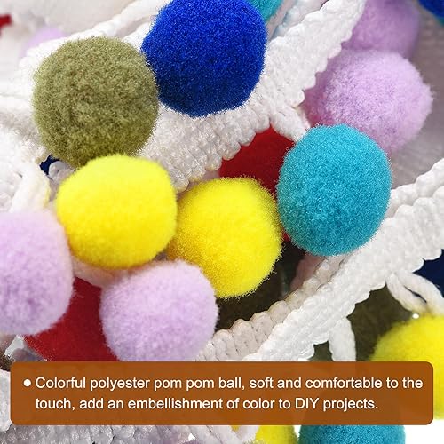 Miniatura 5 de uxcell 5 yardas con flecos de pompón, cinta de costura de bricolaje, accesorio para proyectos de bricolaje, para el hogar, cortina, ropa, almohada,