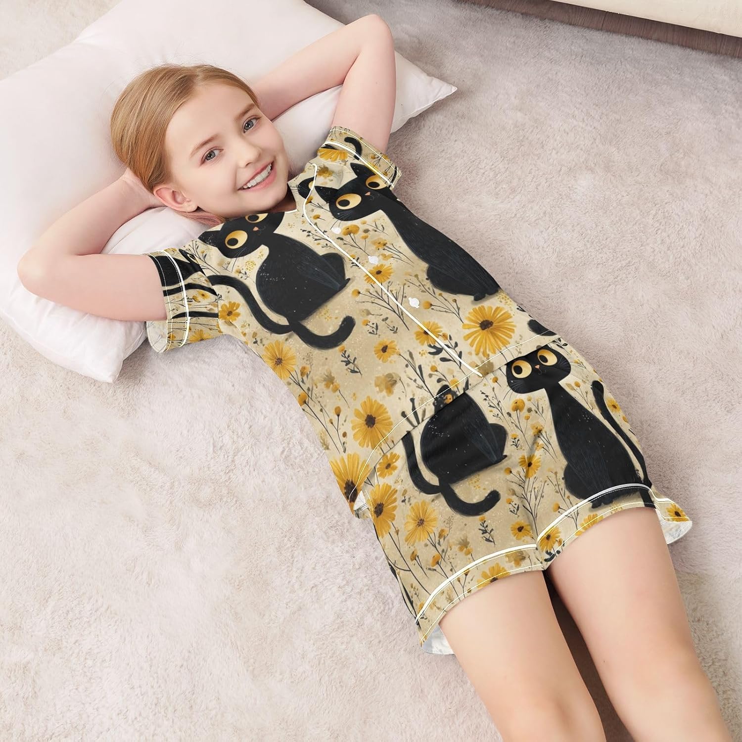 Silk Pajamas Sets Soft Satin 2 Piece Pjs Set Short Sleeve Sleepwear Nightwear