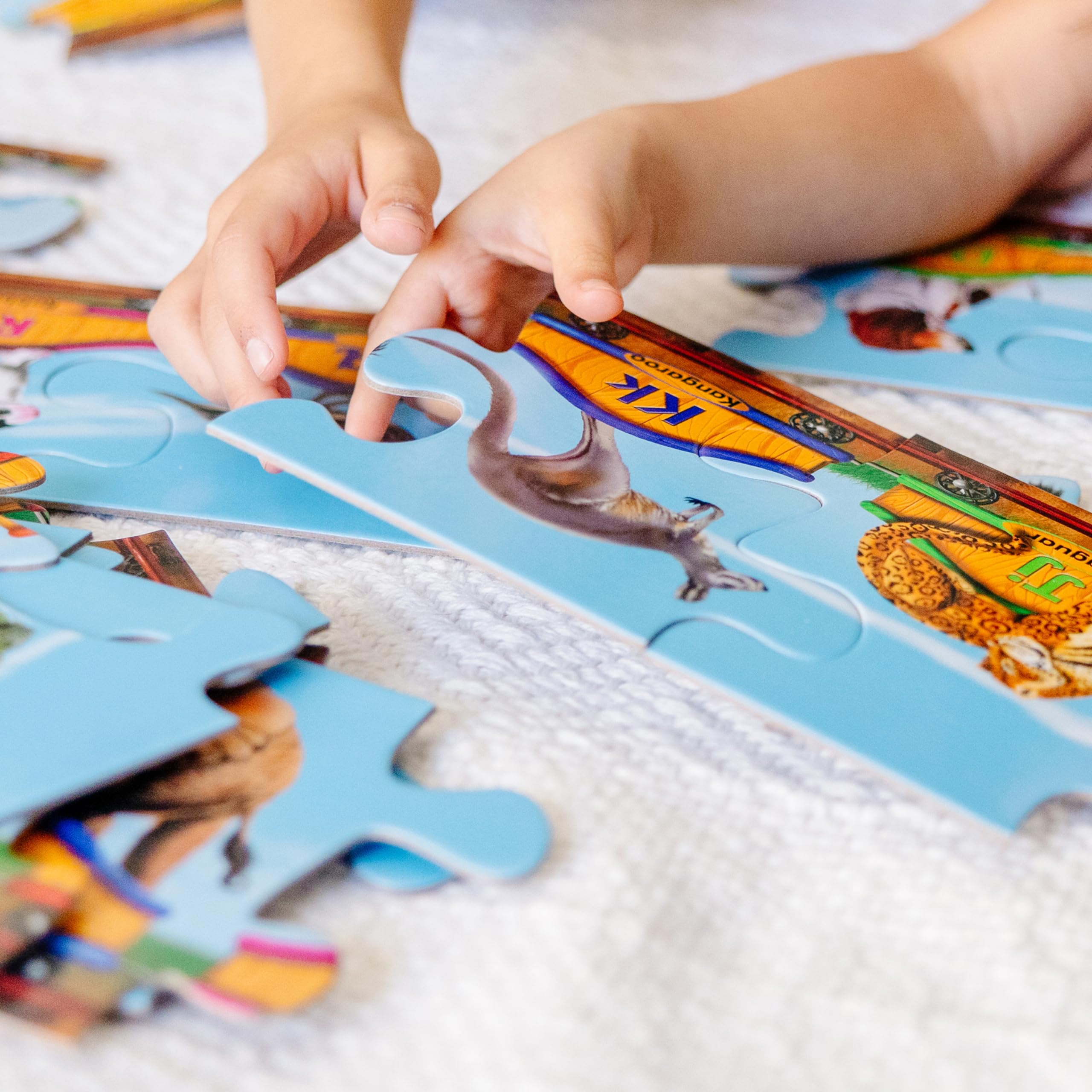 Melissa & Doug Alphabet Train Jumbo Jigsaw Floor Puzzle - Letters and Animals (28 pcs, 10 feet long) - Image 7