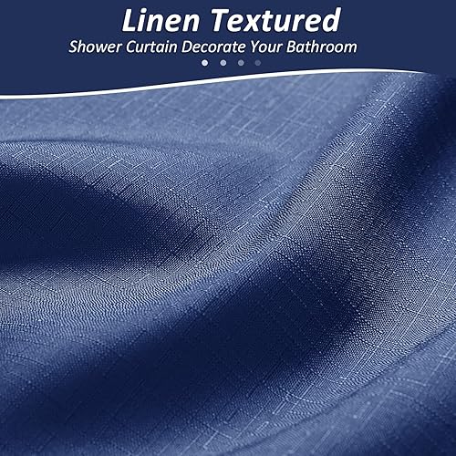 Miniatura 3 de Cortina de ducha de tela de 54 x 78 pulgadas, juego de cortinas de baño de tela estrecha con textura de lino de 54 pulgadas con 8 ganchos de metal,