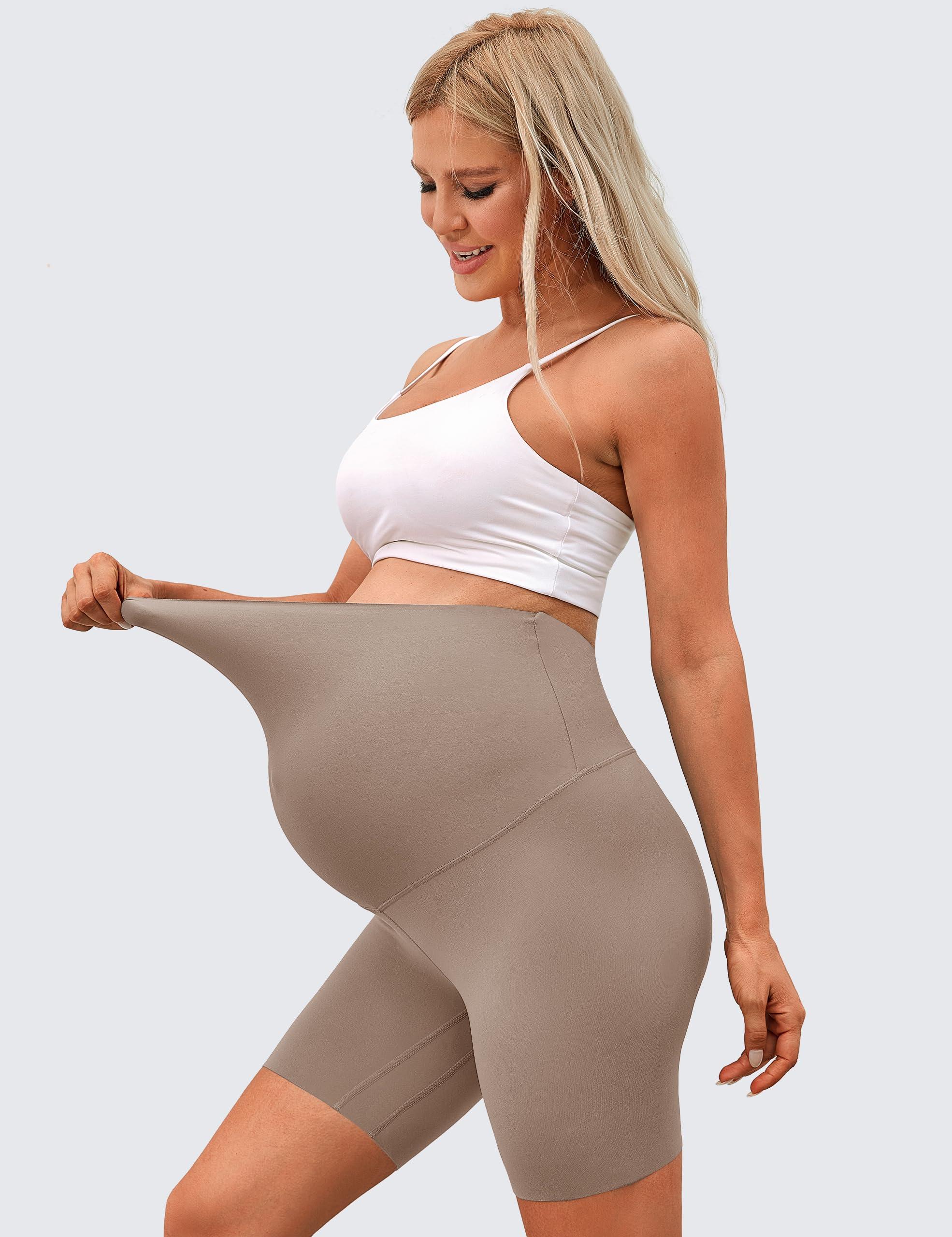 BAYDI Clouduxi Umstandsleggings Kurz -15cm High Waist Umstandshose Sommer Blickdichte Schwangerschaftsleggings Komfortable Umstands Radlerhose