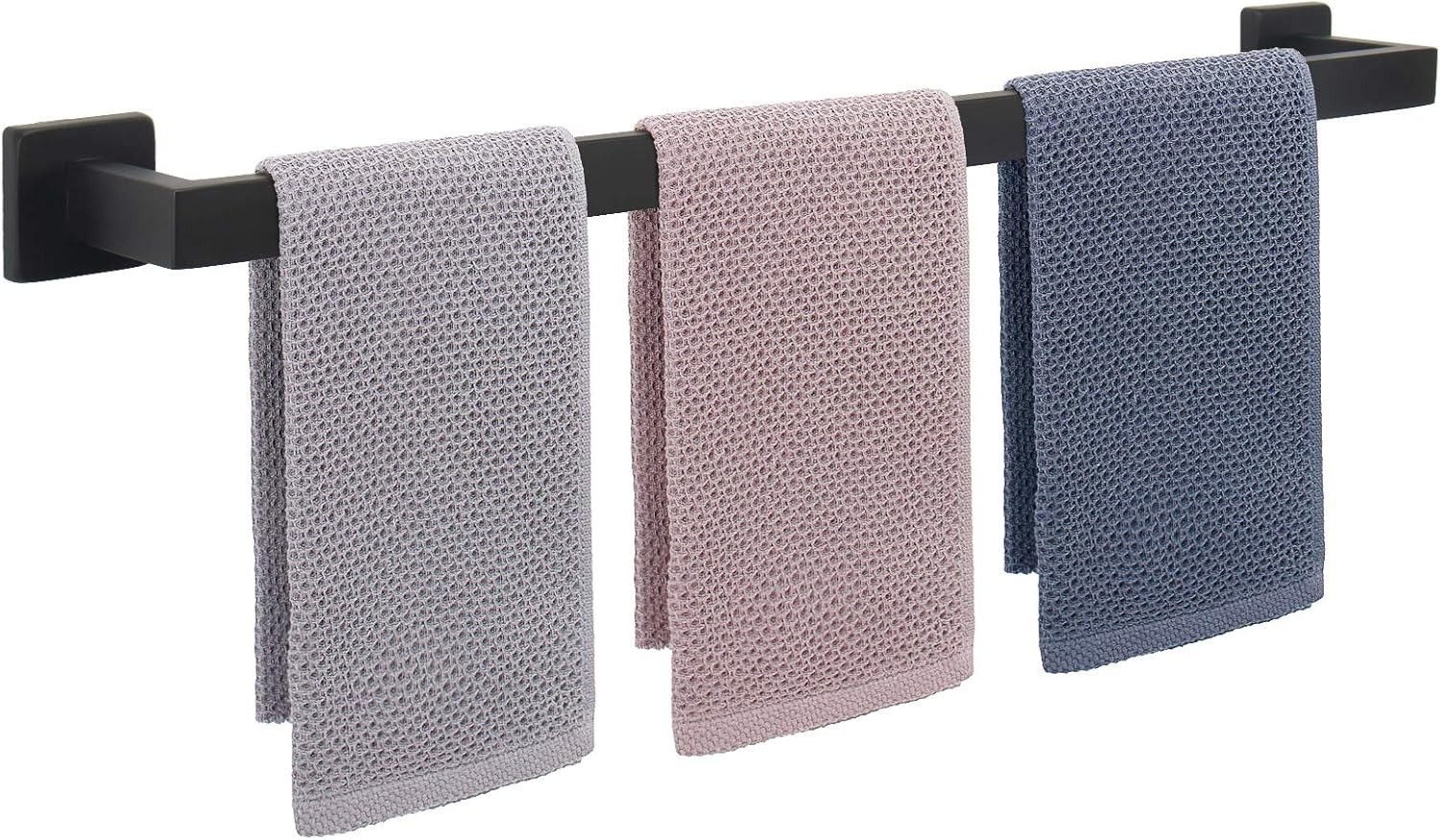 NearMoon Towel Bar, Bath Accessories Premium Thicken Stainless Steel Square Shower Towel Rack for Bathroom, Towel Holder Wall Mounted (1 Pack, Matte Black, 33 Inch) 1 Pack 33 Inch Matte Black