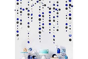 Blue and Black Graduation Decorations: Navy & Black Polka Dots Garland