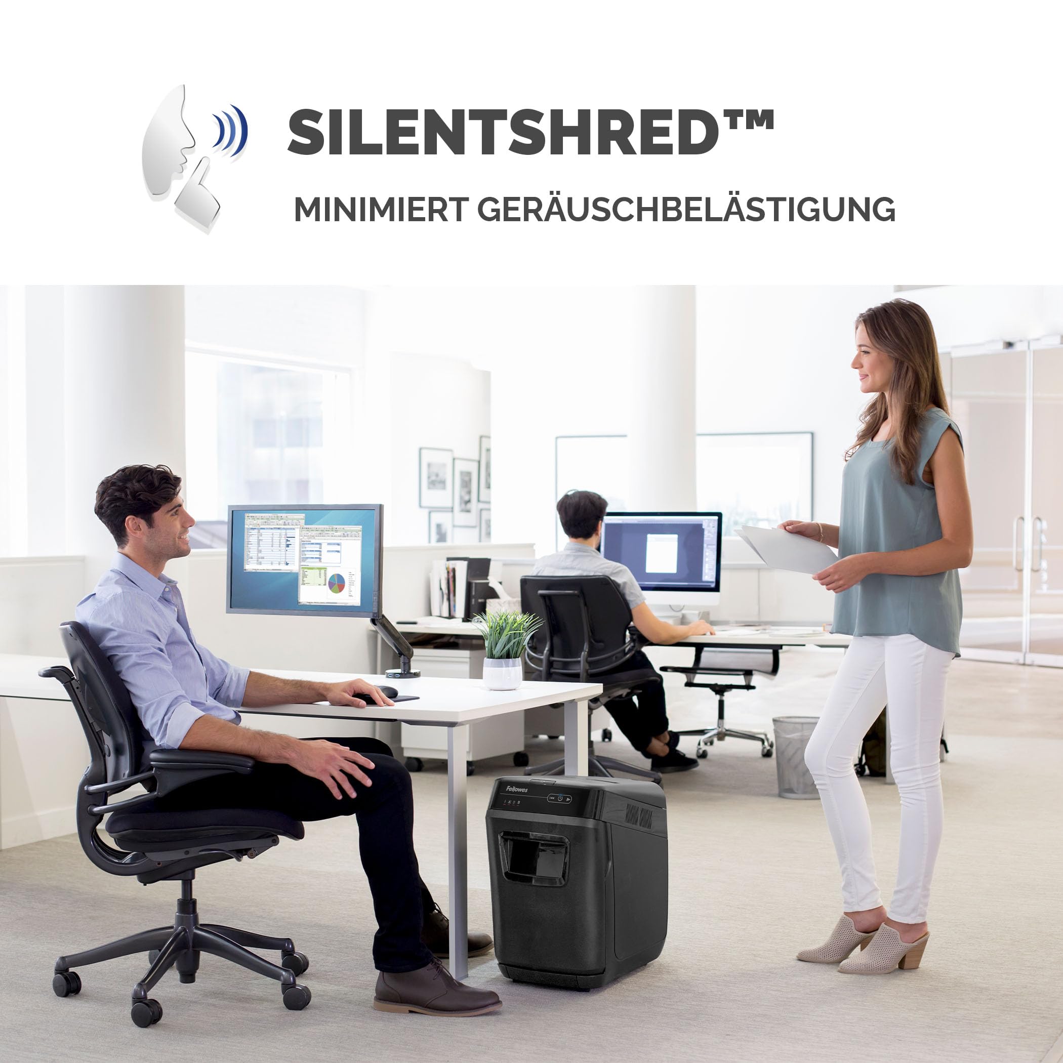 Fellowes Auto-Feed 150C Partikelschnitt Aktenvernichter (P-4), 150 Blatt, für 1-3 Nutzer im Büro oder Home Office mit SilentShred, geeignet zur Datenschutz-Grundverordnung (DSGVO 2018)