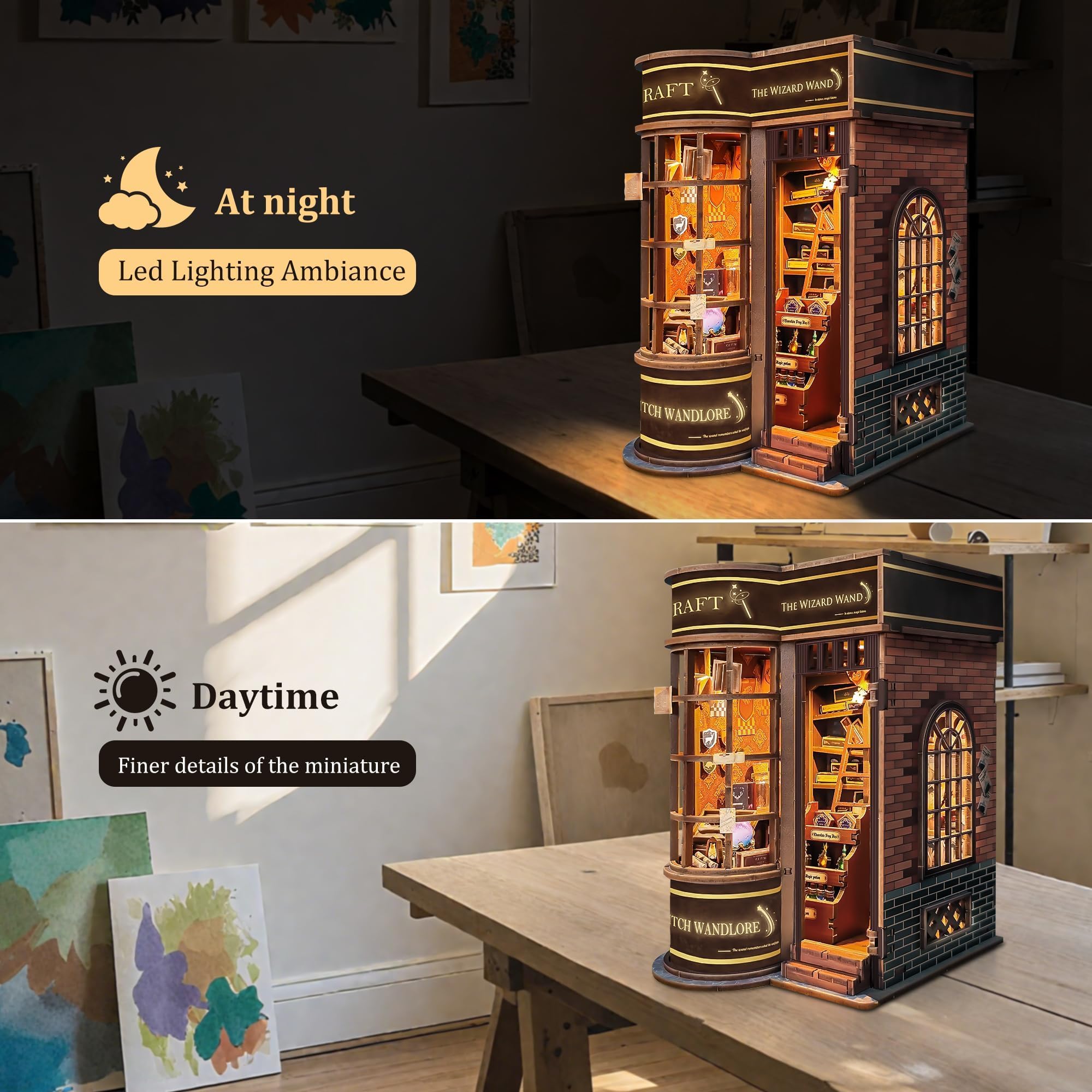 Kit Book Nook DIY per Adulti: LUMYCE Casa in Miniatura con Luci LED da Montare, Modellismo 3D Creativo per Decorare Librerie - Regalo Originale per Appassionati di Fai da Te