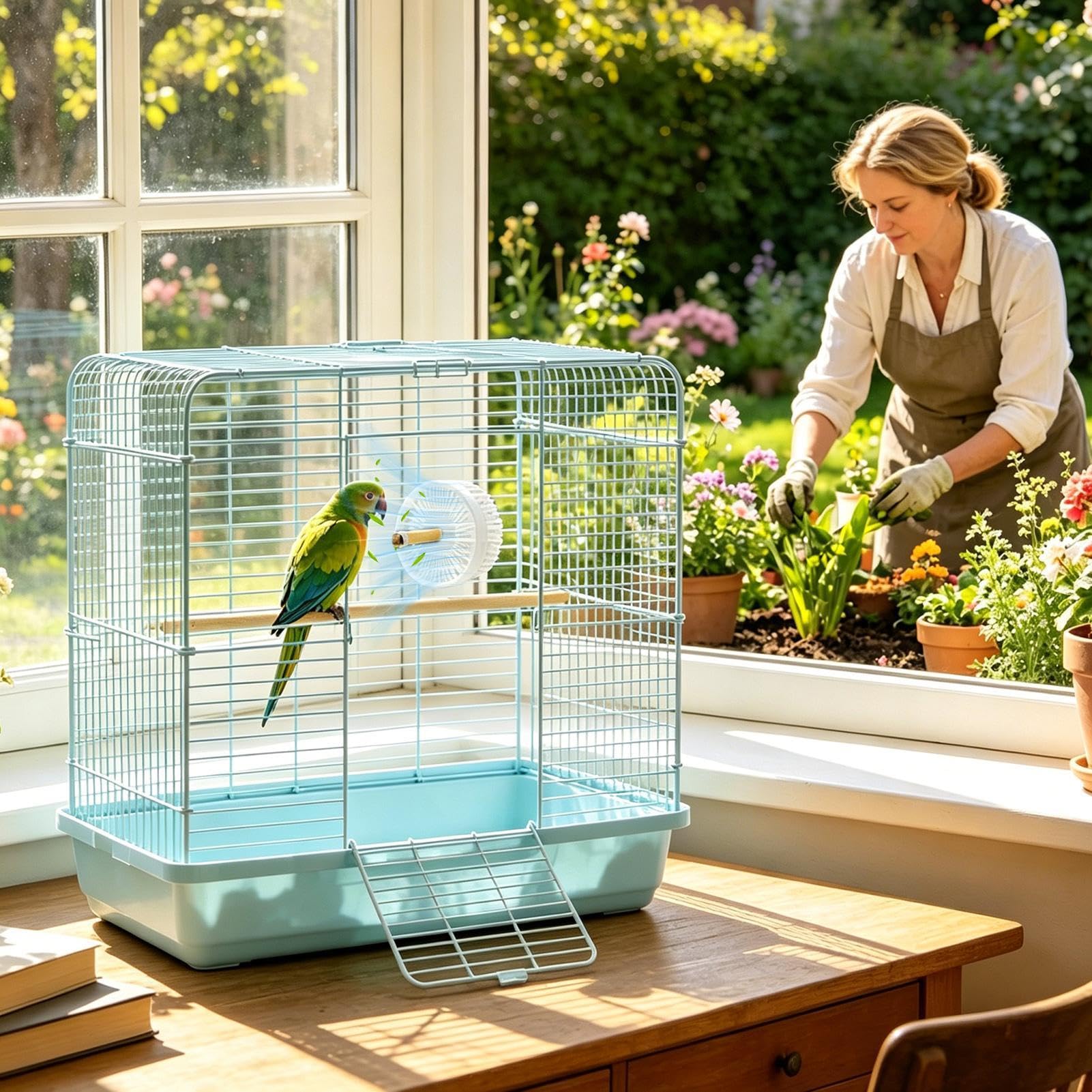 Ventilador de refrigeración para mascotas, con ajustes Du Al-Speed, 13 cm, ventilador de jaula de pájaros, ventilador portátil Cäg E, diseño de abrazadera universal, para gatos, pájaros