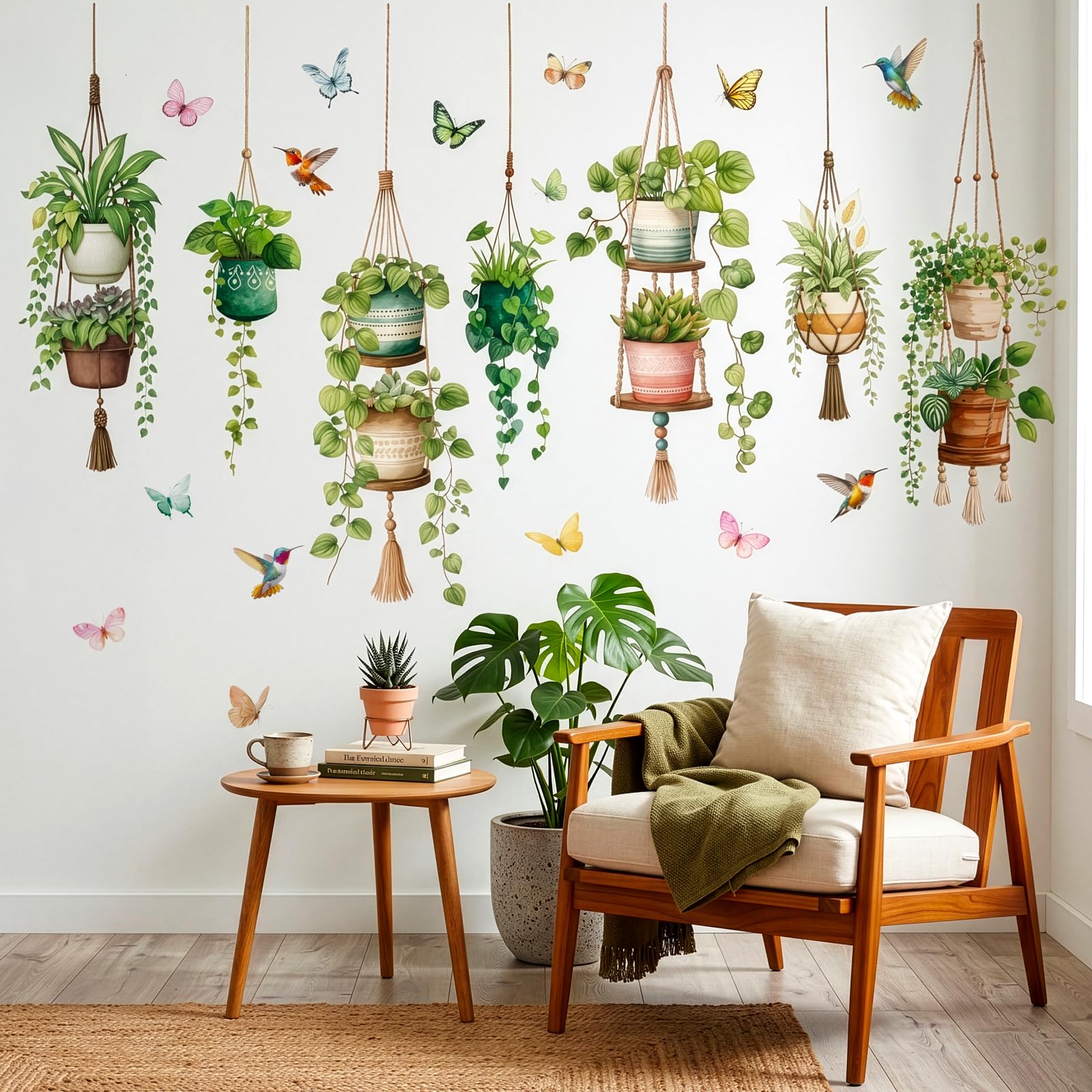 DECOWALL Hanging Potted Plants Wall Stickers (SG2-2604)