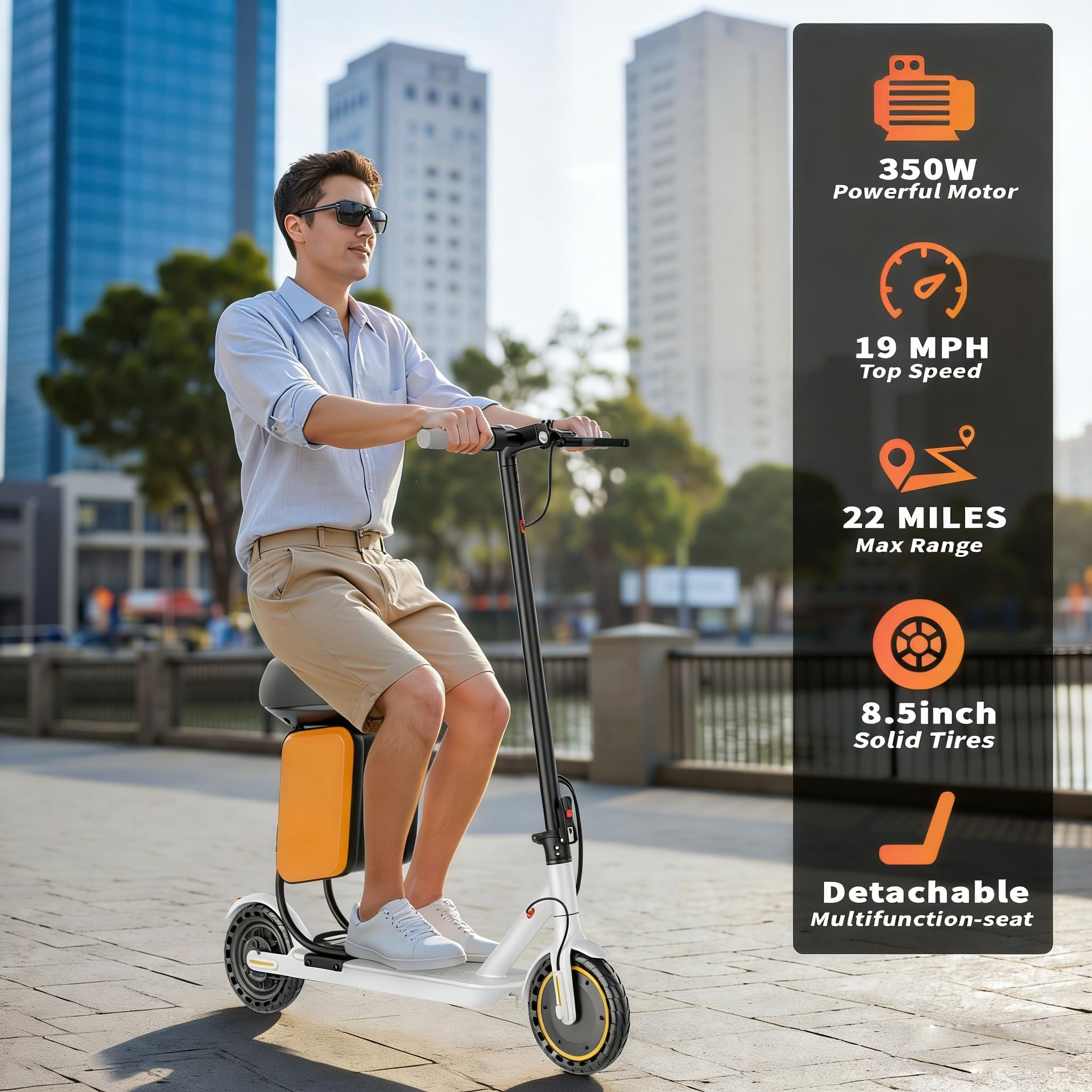 Electric Scooter - 8.5"/10" Solid Tire, Powerful 350W/500W Motor, Top Speed 19 MPH, Max 16-22 Miles Ranges, Load 265LBS, Aluminum Alloy Frame Foldable Commuting Escooter for Adults & Teens