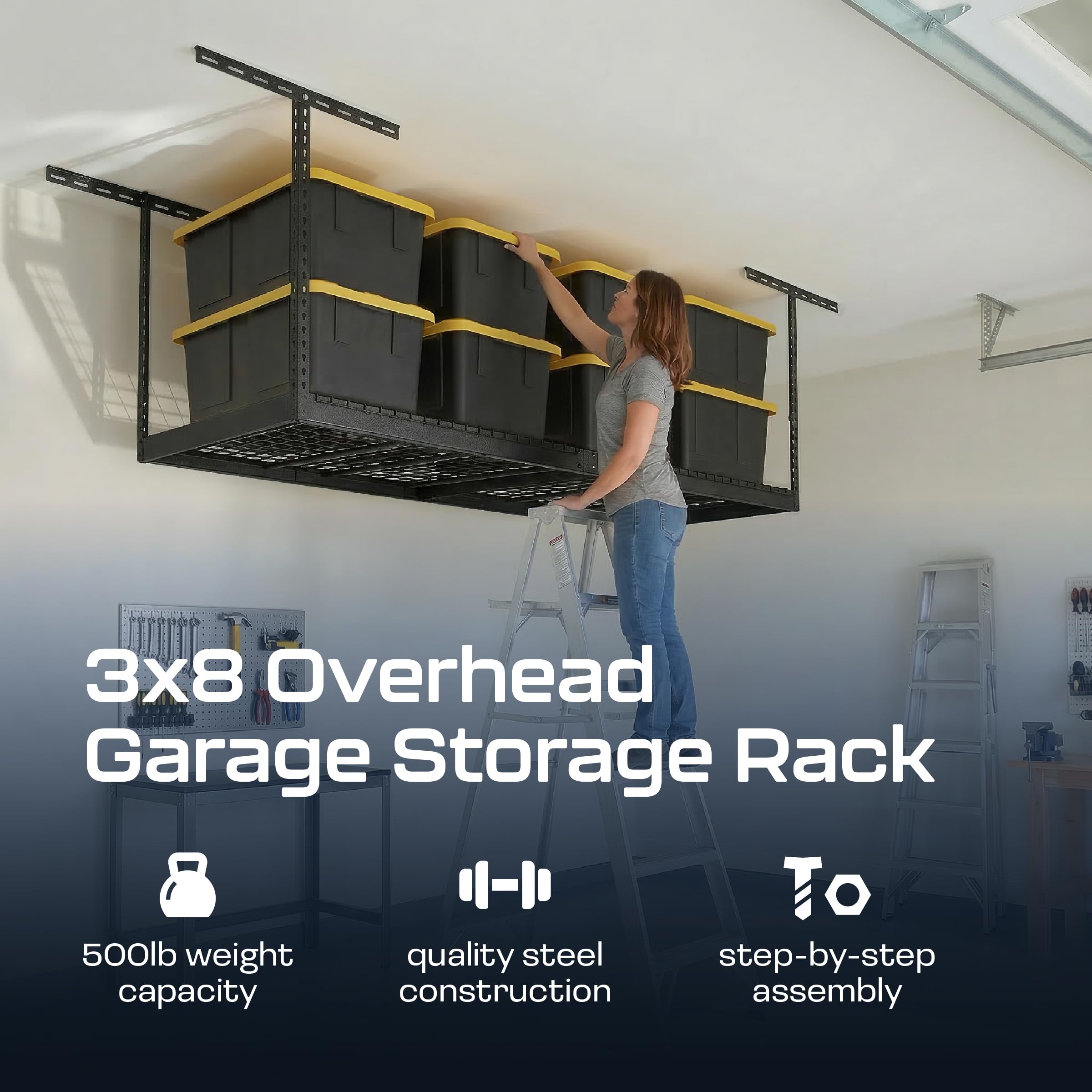 Amazon.com: SafeRacks 3x8 Overhead Garage Storage Rack - 500 Pound