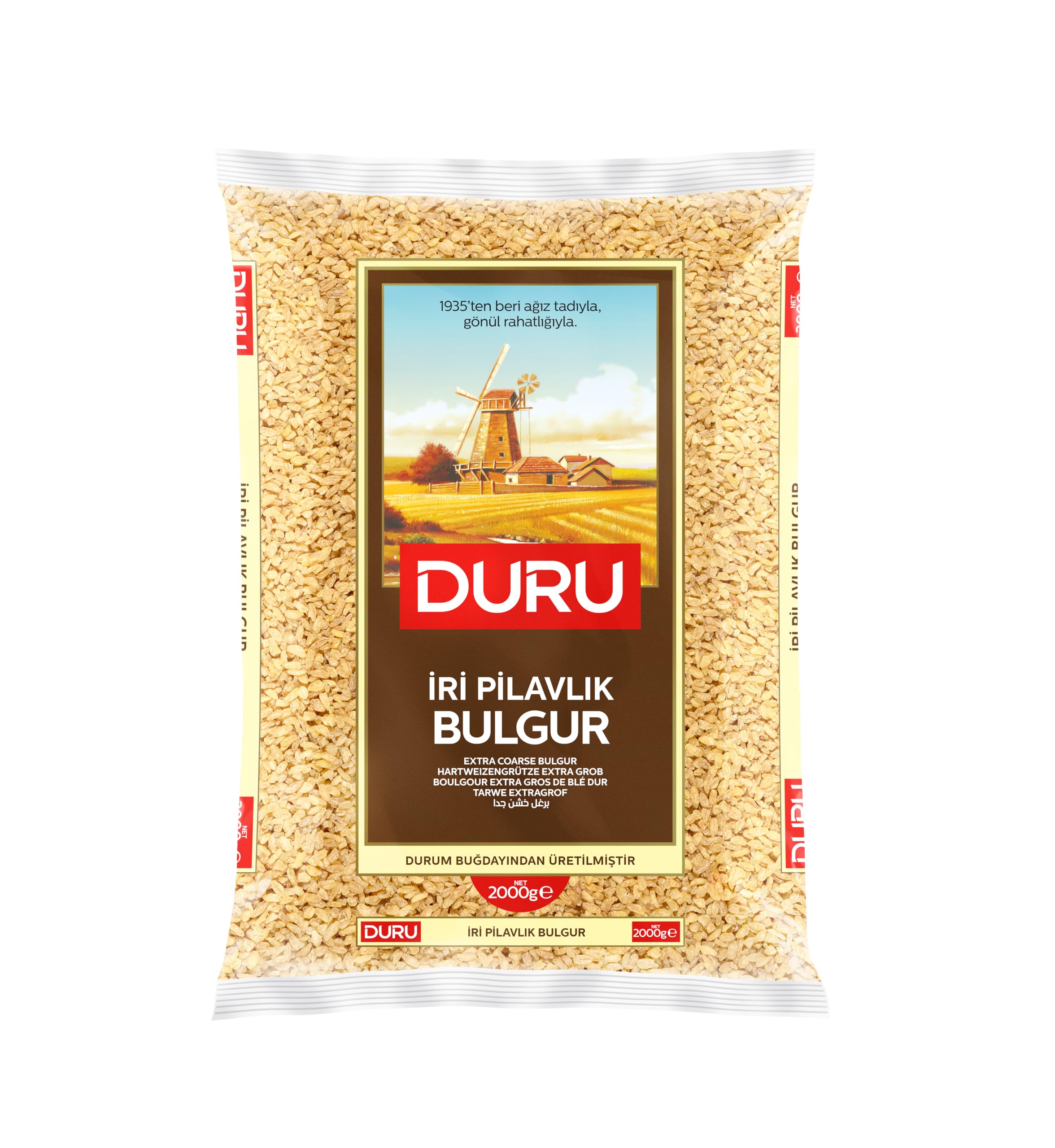 Duru Extra Coarse Bulgur, 2000 Gram, Wheat Berries, 100% Natural and Certificated, High Fiber and Protein, Non-GMO, Great for Vegan Recipes, Better than Rice