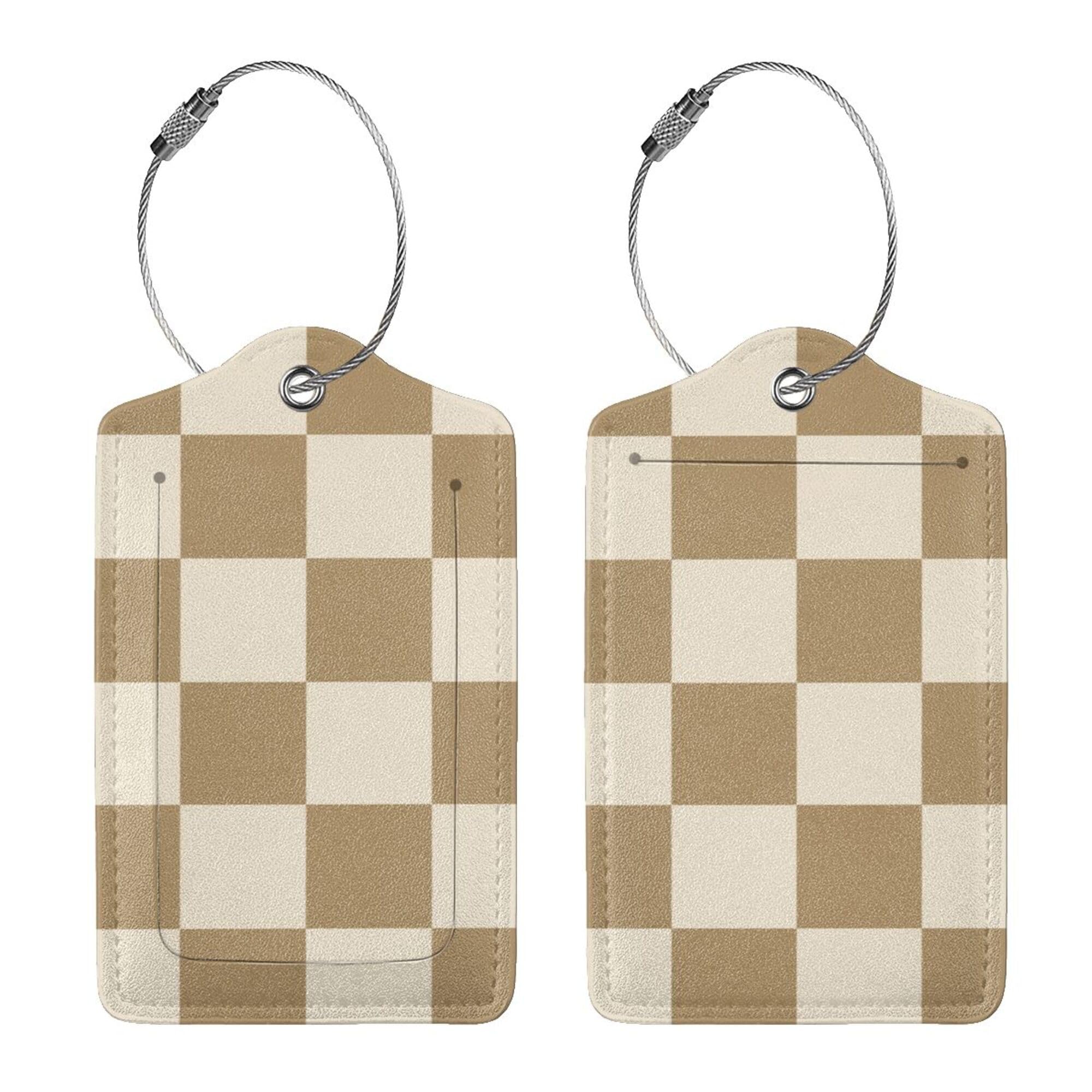 Luggage Tags for Suitcases, 2 Pack Cute PU Leather Luggage Tag TSA Approved with Stainless Steel Loop and Address Card Baggage Tag for Travel&Hotel