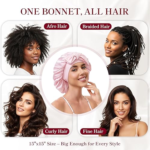 Miniatura 4 de KAAHYNNO Banda ajustable de satén de seda para el pelo de las mujeres que duermen, envoltura de dormir de doble capa, cubierta de cabeza de noche