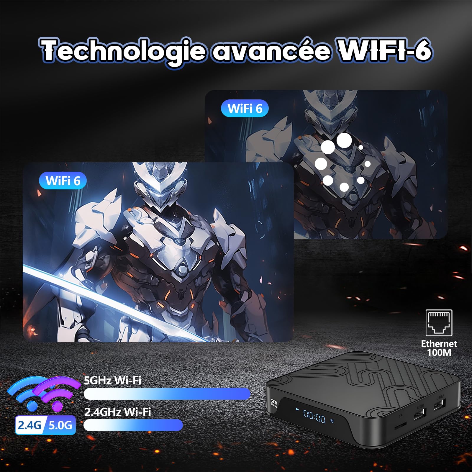 Z8 Pro Android TV Box 4G,4K HDR Android 10/12 Box pour Le déplacement Support HD 2.0 Max à la Sortie 8K,Streaming Box avec GPU Mali-G31,Smart TV Box Stockage USB Externe Max à 2TB