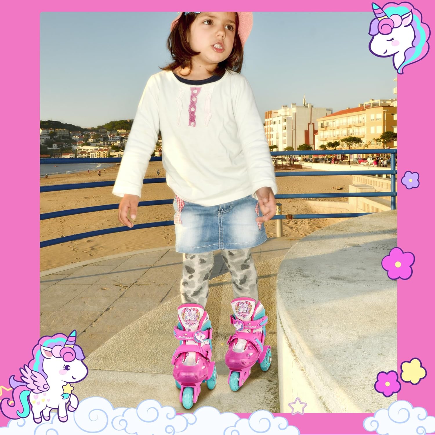 Kids Roller Skates Adjustable Girls Roller Skate with Light Up Wheels Toddler Roller Skates Birthday Girly Gift for Youth Children Beginner Ages 3 4 5