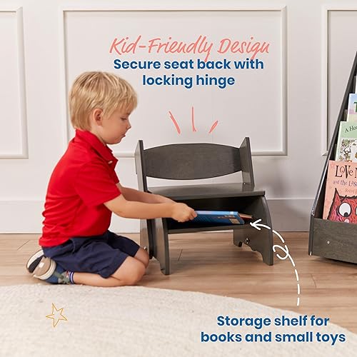 Miniatura 5 de ECR4Kids Taburete y silla Flip-Flop, muebles para niños, gris lavado