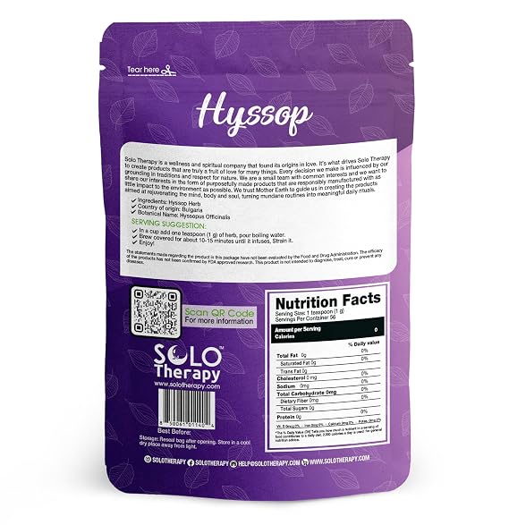 Hyssop Herb, 3 oz, Hyssop Dried Cut Herb, Hyssopus Officinalis, Hyssop Tea, 100% Natural, Resealable Bag, Product from Croatia, Packaged in The USA