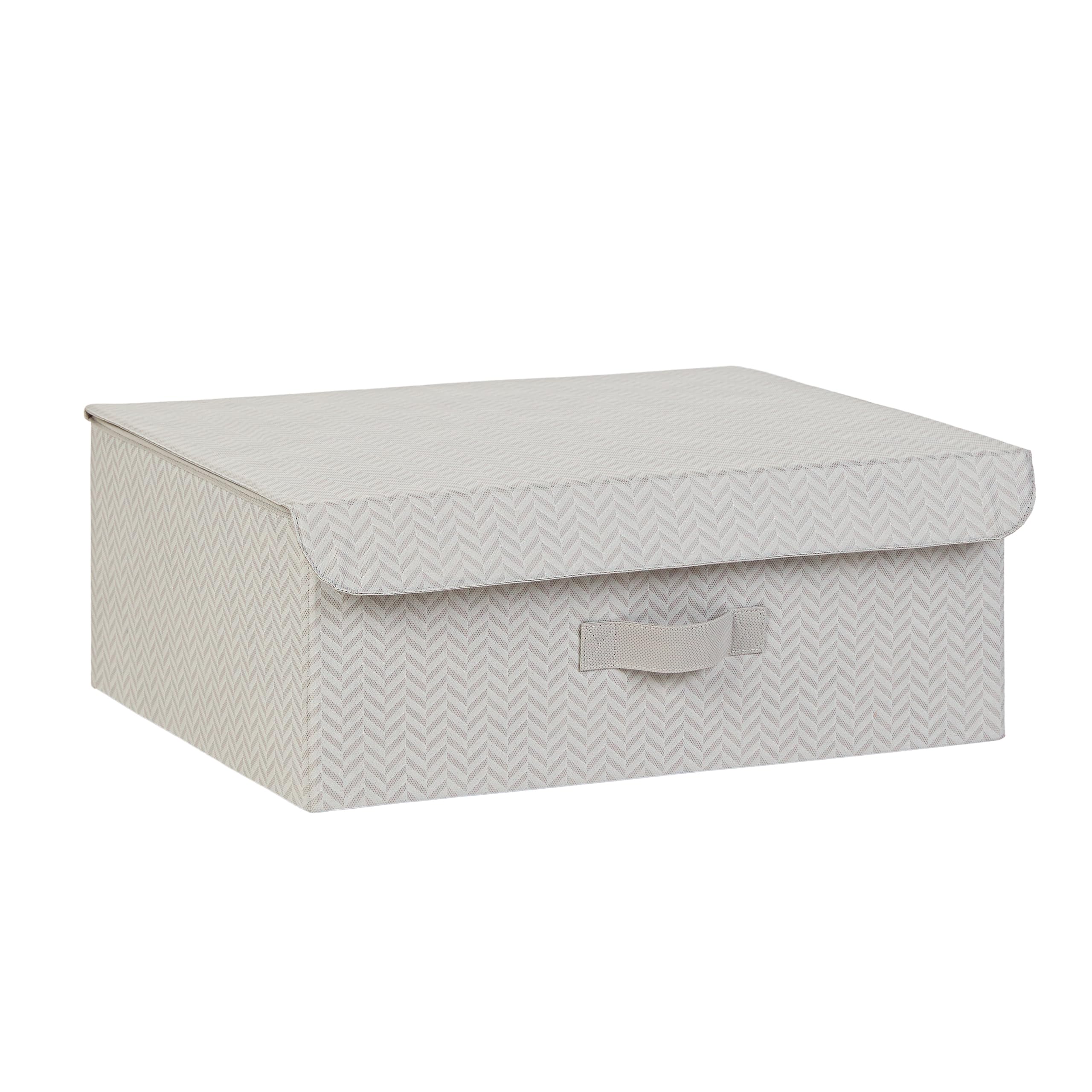 Ocean Home Textile Gri Balıksırtı Kapaklı Kutu 48 x 40 x 19 cm