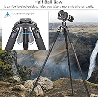 Vista 7 de Trípode de fibra de carbono AS90C con cabezal de bola de perfil bajo LB52 y bolsa de piedra ARTCISE Soporte de cámara profesional resistente