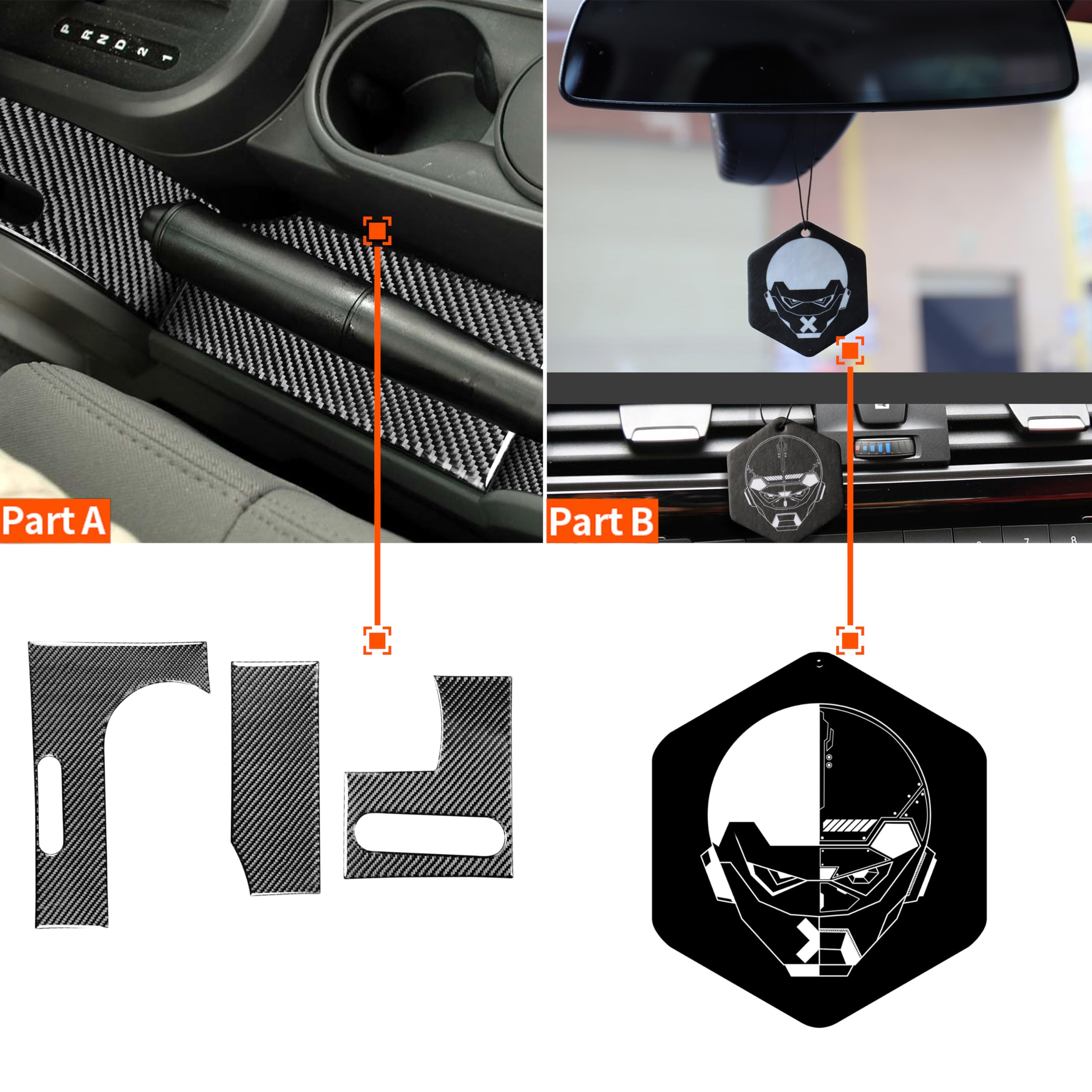 Real Premium Carbon Fiber Compatible with Wrangler 2007 2008 2009 2010 Accessories Car Gear Console Cover Sticker Decal Interior Trim