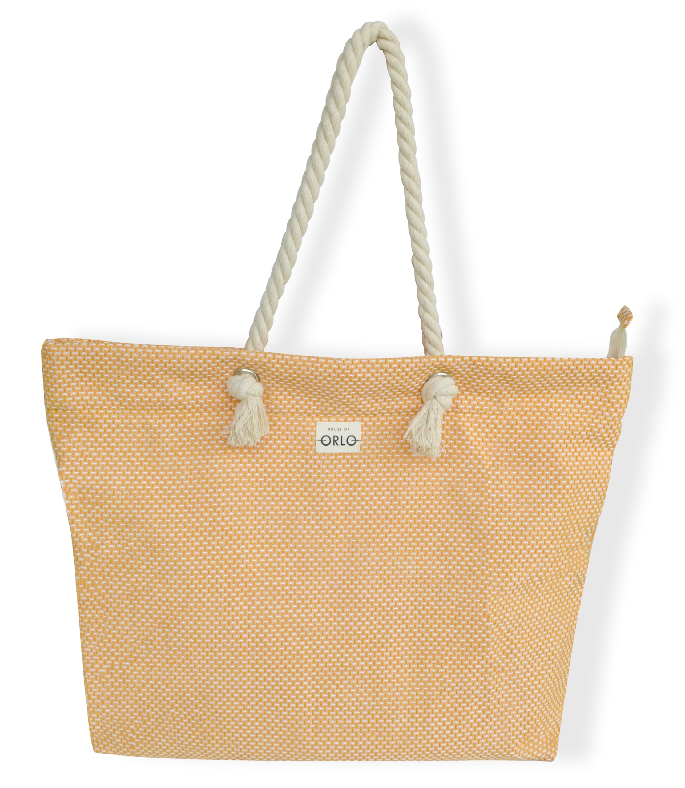 House of ORLO Womens Cotton Tote Bag Woven Handmade with Zipper & Stylish Double Rope Handles for Women and Girls, Daily Use Handbags for College, Travel and Work - Mustard Yellow (B0CNQ25WMV) Amazon Price History, Amazon Price Tracker
