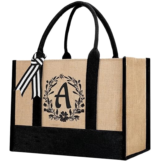 Birthday Gift For Women Beach Gifts For Female Mom Friends Teacher Bride - Personalized Jute Tote Bag For Woman Lady- Christmas Thank You Presents For Mother Bag For Shopping Office Beach Work Travel