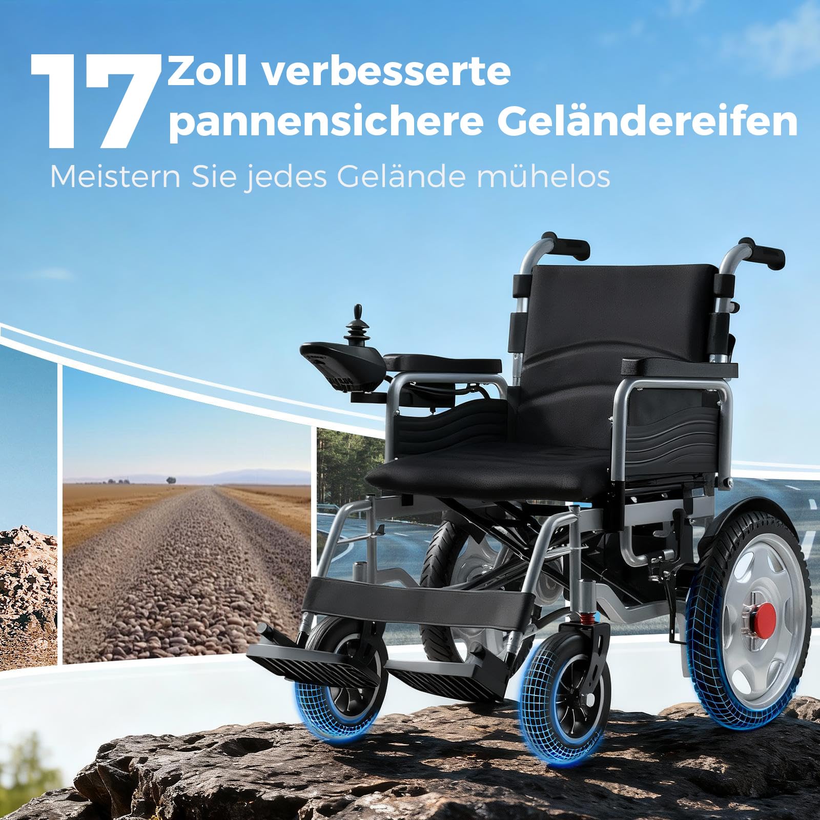 DAIHAIY Faltbar Elektrischer Rollstuhl Klappbar, breit sitz 50 cm