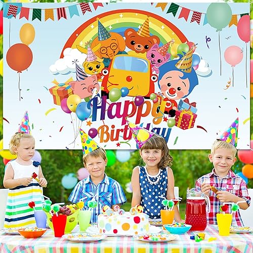 Miniatura 5 de Plim Plim - Cartel de feliz cumpleaños de dibujos animados para fiesta de cumpleaños, decoración de fiesta de cumpleaños, fondo de fotos de dibujos