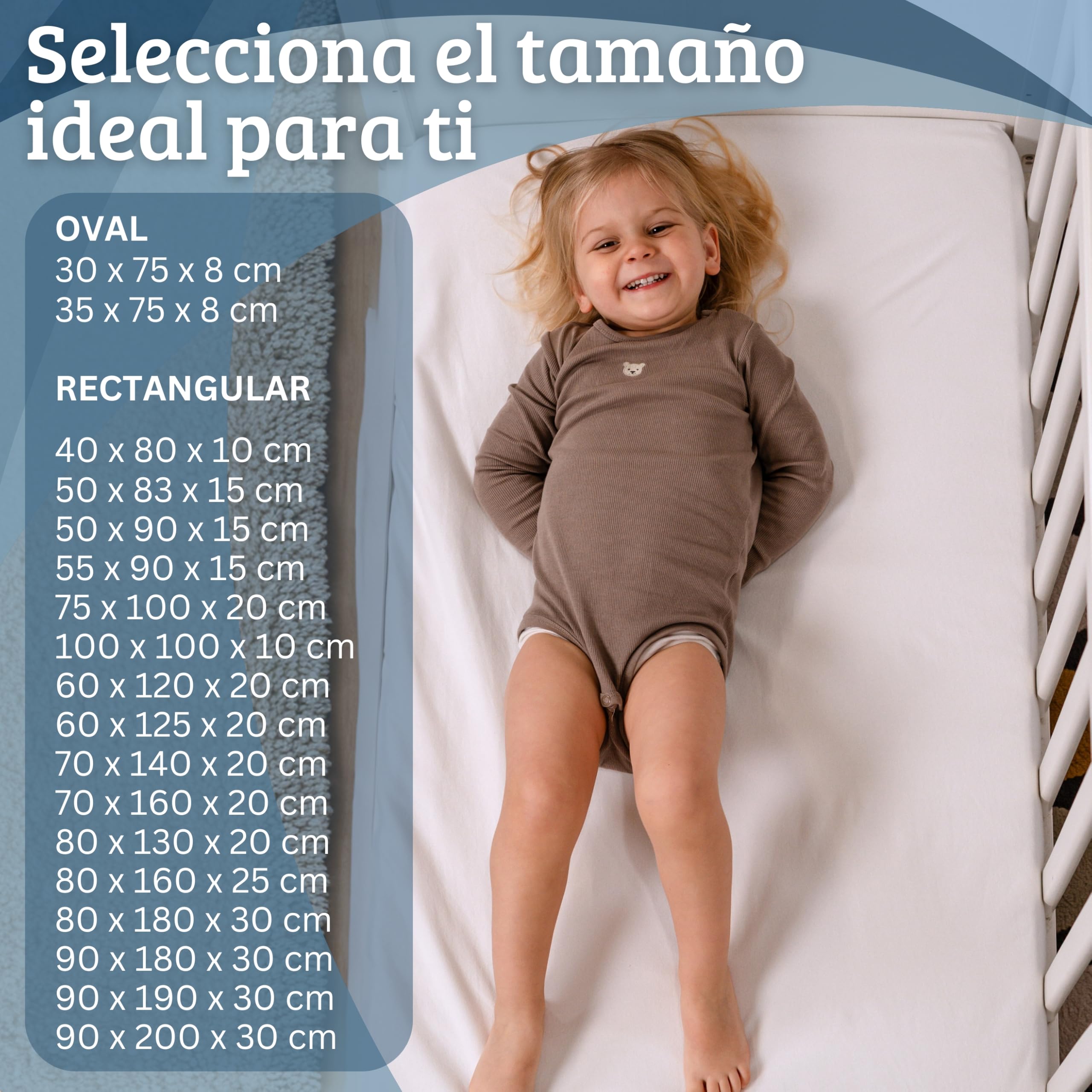 Bisoo Sábana Mágica para Cuna Bebe 60x125. Bajera de algodón Jersey Totalmente Impermeable y Transpirable. Ahórrate Comprar el Protector de Cuna aparte. Bordes generosos, Ajuste fácil (Blanco 125x60)