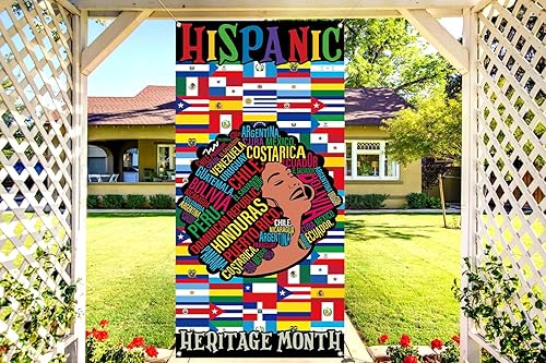 Miniatura 3 de Nepnuser Hispanic Heritage Mes de la Puerta Latino 21 Países Cultura Decoración Mujeres Telón de fondo Escuela Española Aula Puerta Colgante Banner