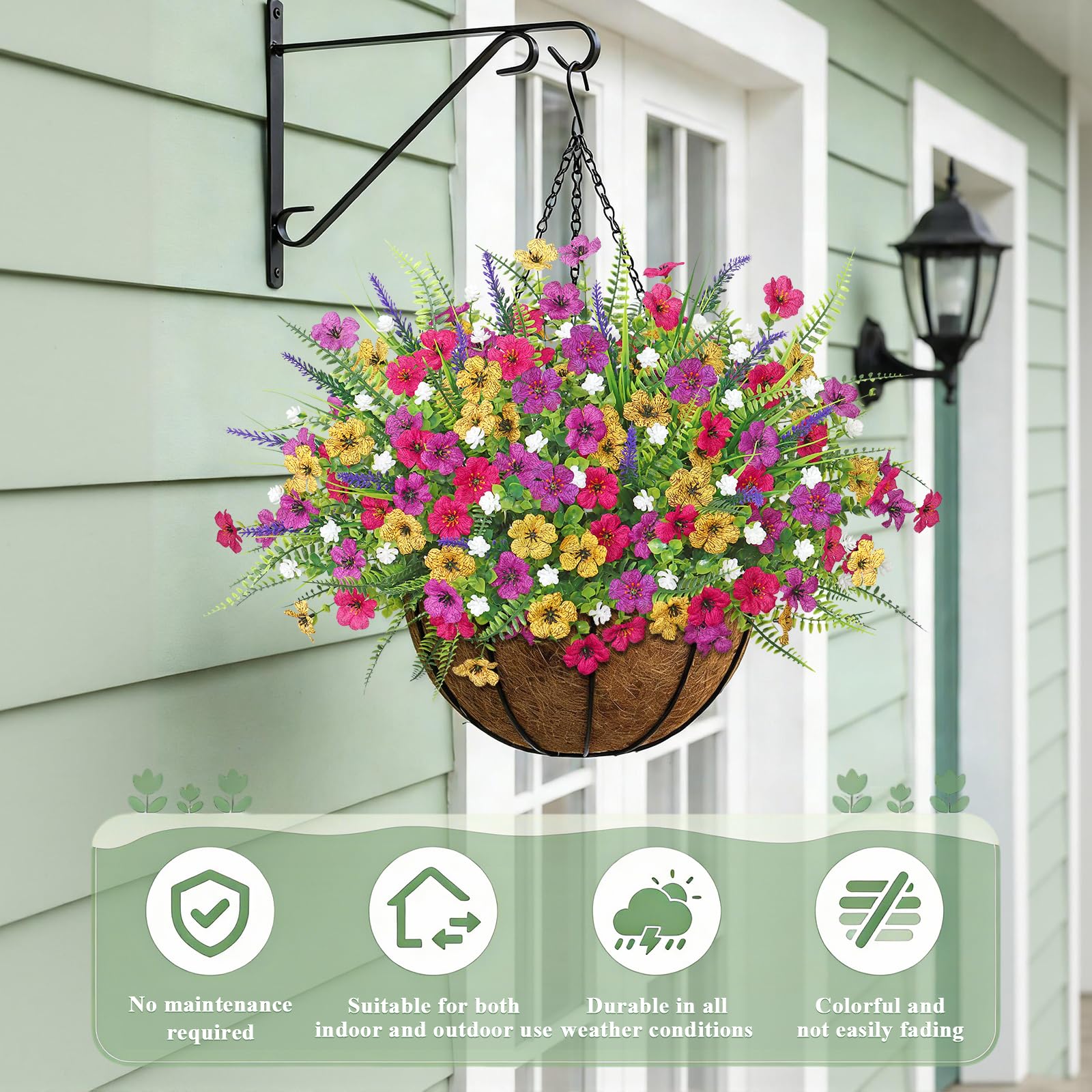 Betylifoy 12 paquetes de flores artificiales para exterior, flores artificiales como plantas de balcón reales, resistentes a la intemperie, resistentes a los rayos UV, flores artificiales, primavera