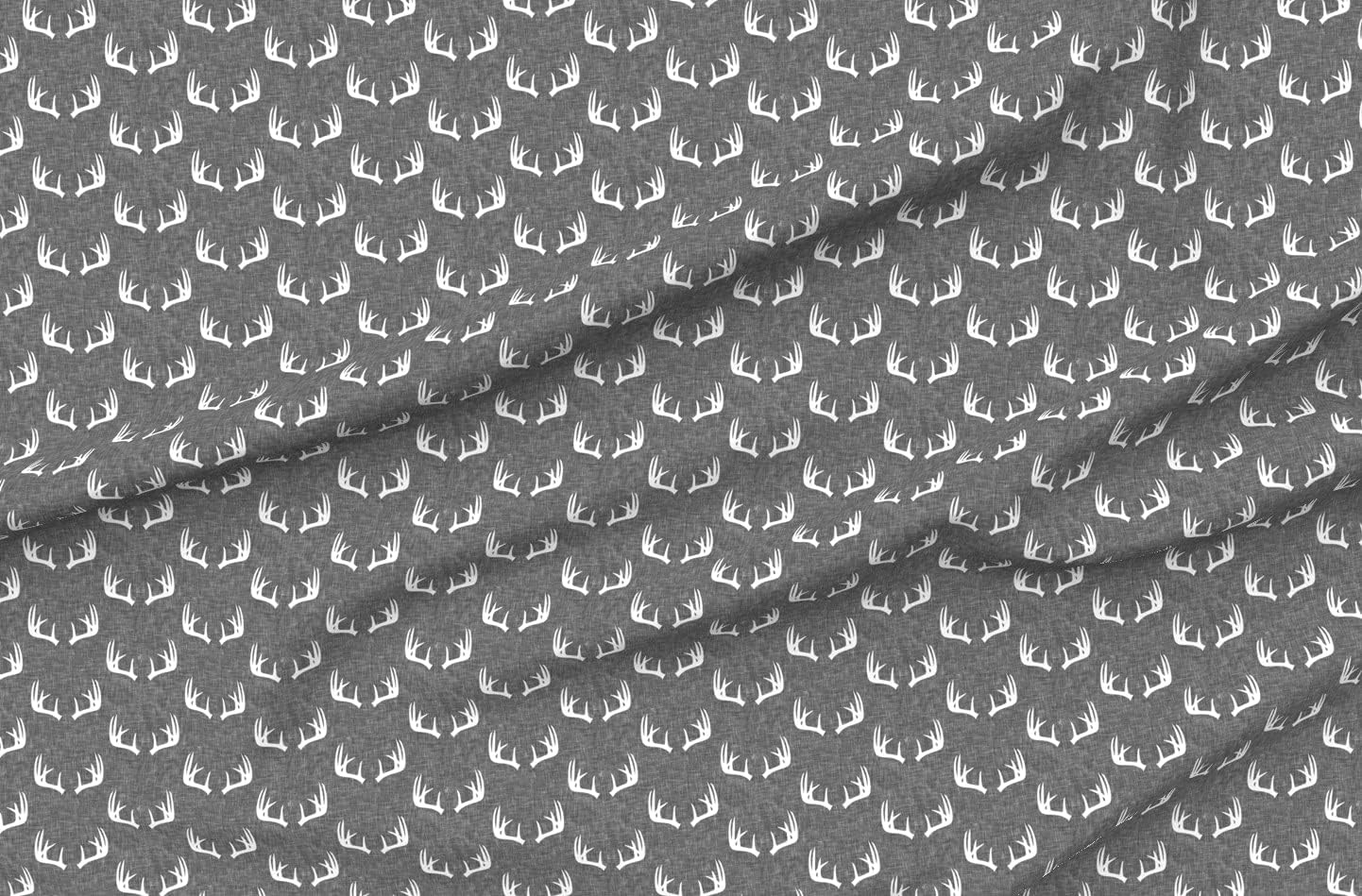 Spoonflower Fabric - Antlers Gray Trendy Woodland Printed on Petal Signature Cotton Fabric Fat Quarter - Sewing Quilting Apparel Crafts Decor