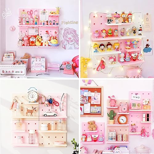 Miniatura 5 de Juego de estantes con ganchos, pequeños estantes flotantes de plástico para escritorio, oficina, baño, entrada y cocina, sin taladrar