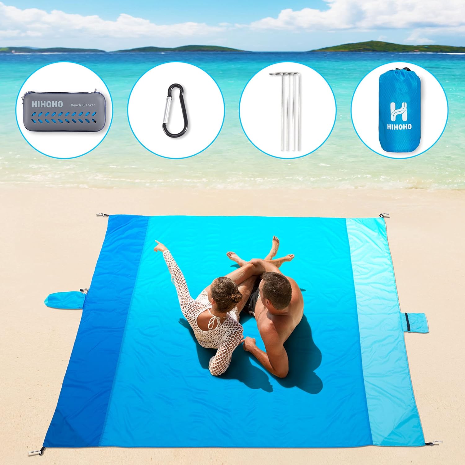 Buy HIHOHO Sand Proof Beach Blanket, Large 82" X79" Family Nylon in