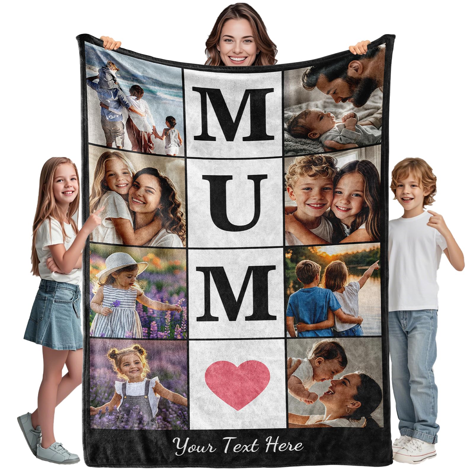 iDIY Personalised Mum Blanket with Photo and Text - Mothers Day Custom Gifts - Personalised Gifts for Mum, Dad and Kids — image 1