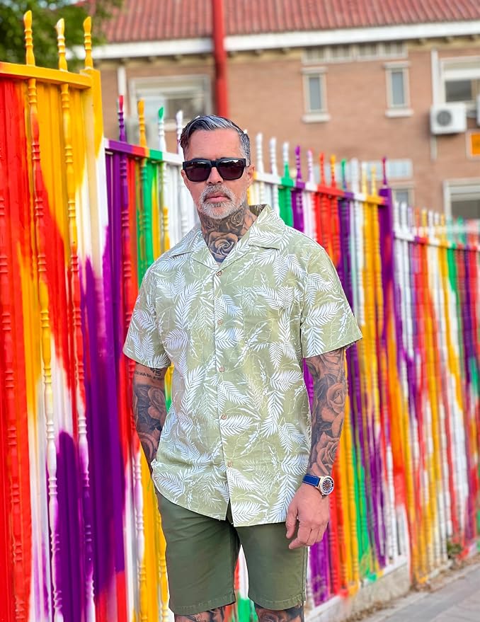 COOFANDY Men’s Hawaiian Floral Shirts The mens button down shirts short sleeve made of lightweight and soft cotton fabric, give you comfortable and nature skin feel.