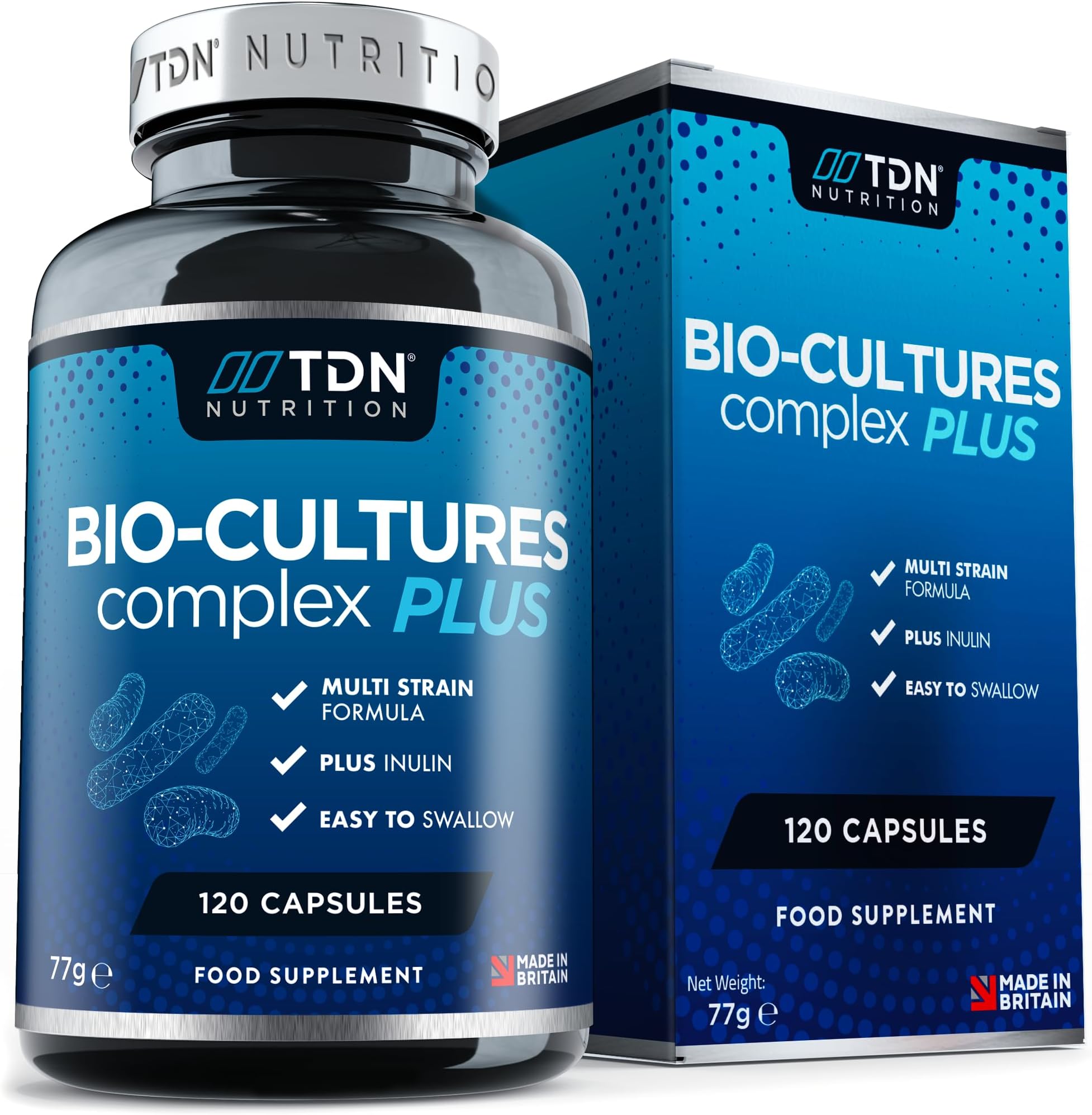 20 Billion CFU Superior Probiotic - Cultures Complex Plus - 120 Tablets Acidophilus, Bifidobacterium & More - Added Prebiotic Inulin for Absorption - Vegetarian for Adults Women Men