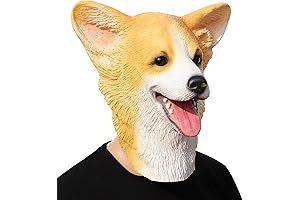 CreepyParty Dog Mask Corgi Mask Halloween Costume Party Latex Welsh Corgi Dog Mask