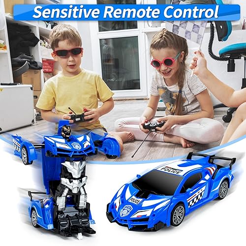 Miniatura 4 de Ynybusi Automóvil de control remoto transformable de juguete para niños, escala 118, auto de carreras RC de alta velocidad con rotación de 360 para