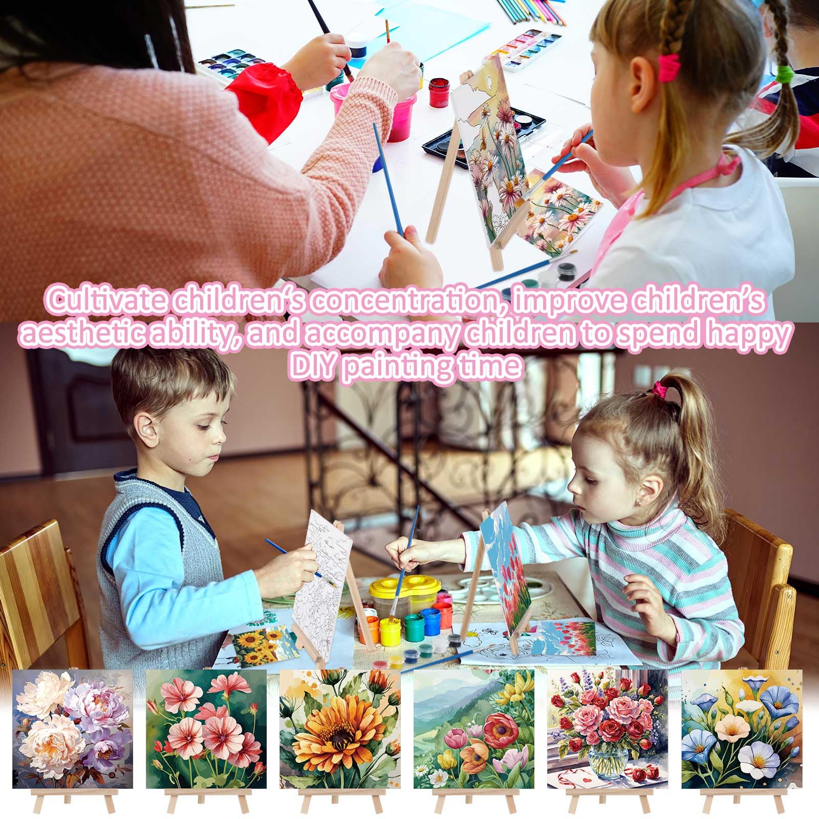 Blosssound 10 Set Valentine's Day Pre Printed Canvas Couple Pre Drawn Canvas Painting With Easel Kits 5" X 7" Outline Painting Panels For Beginners, DIY Craft Project, Party Favor, Home Decors