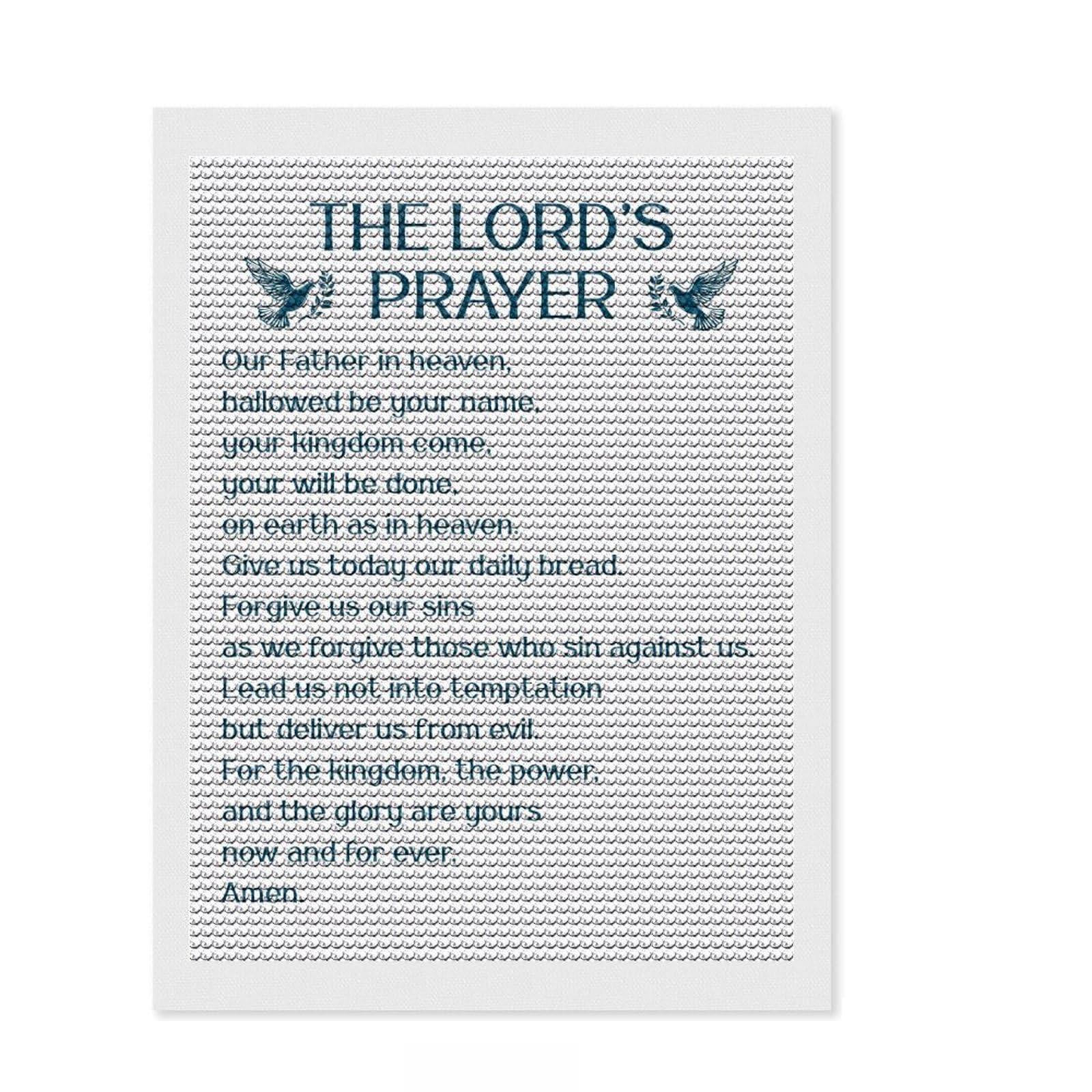 Junmoney Lords Prayer Blue Doves Diamond Art Kit 12"x16", Mindful Craft Activity, Office Decor, for Creative Relaxation, Thoughtful Handmade Gift