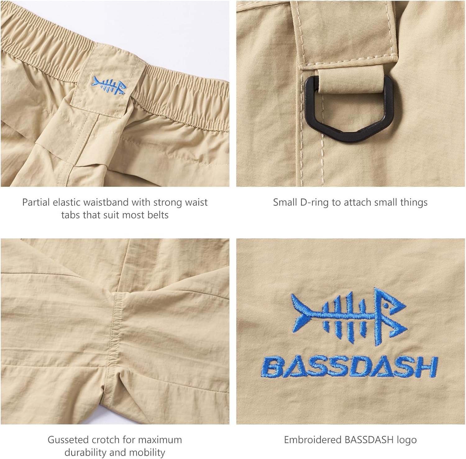 BASSDASH Men's Fishing Shorts UPF 50+ Water Resistant Quick Dry Hiking Cargo Shorts with Multi Pocket - Image 5